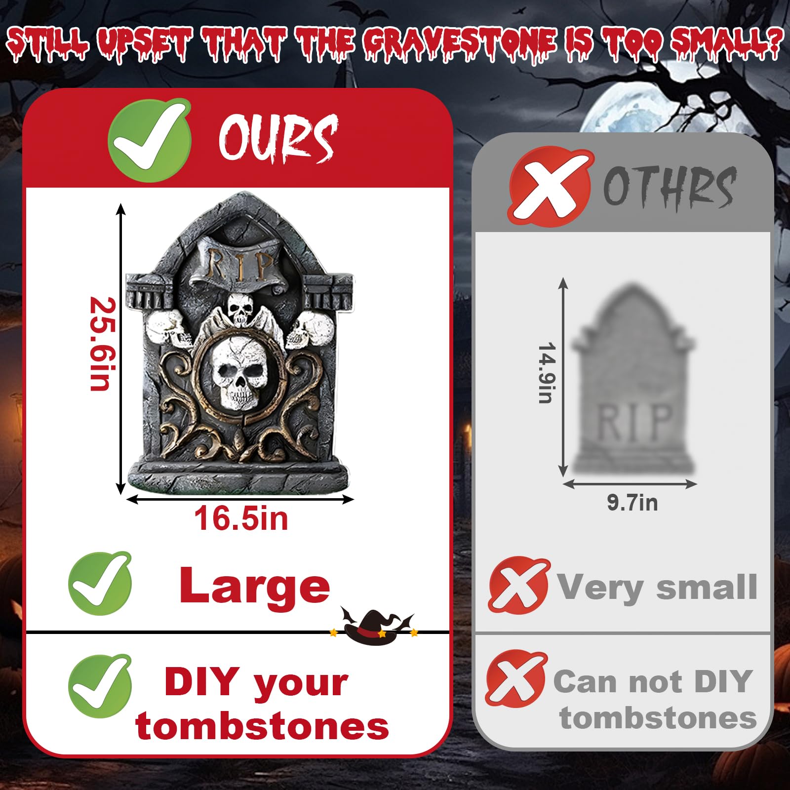 Pack of 10 ANYGIFT Halloween tombstones with stakes