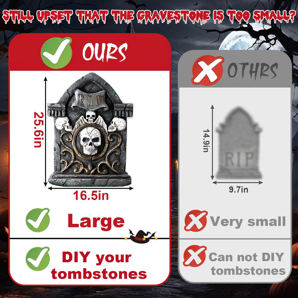 Pack of 10 ANYGIFT Halloween tombstones with stakes