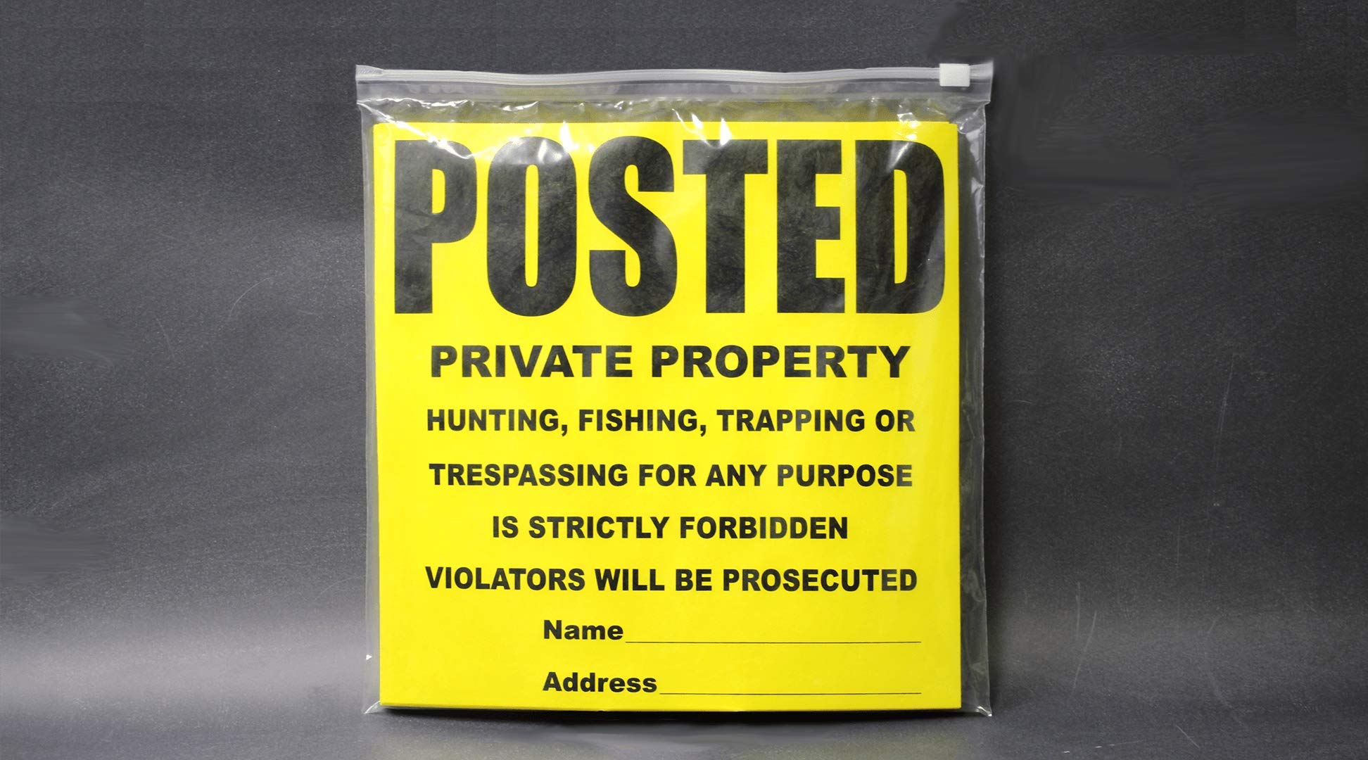 Pack of 10 Wristco posted yellow property signs
