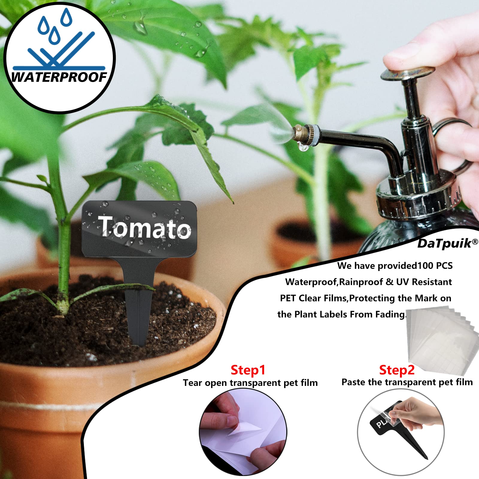 Pack of 100 DaTpuik waterproof plant labels