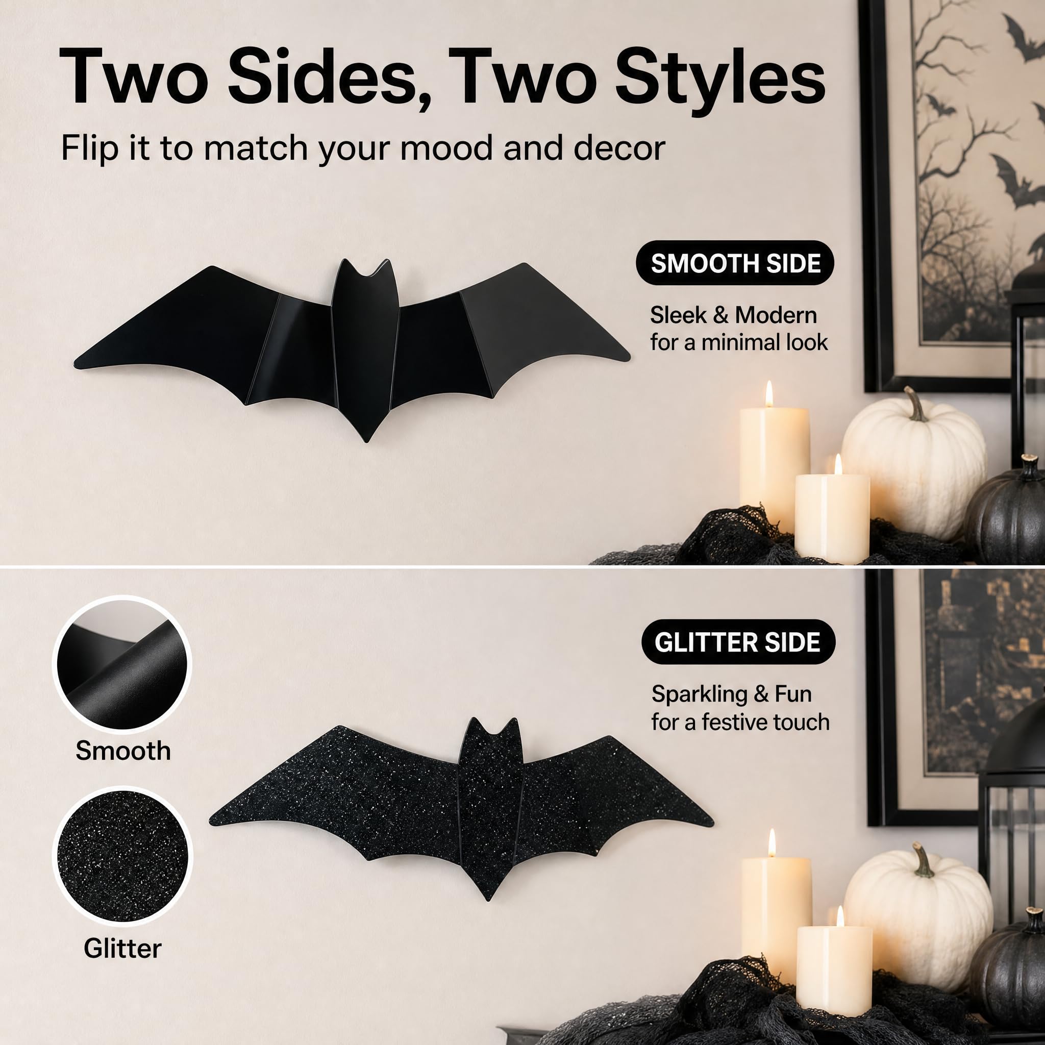 Pack of 100 Halloween bat stickers with LED lights