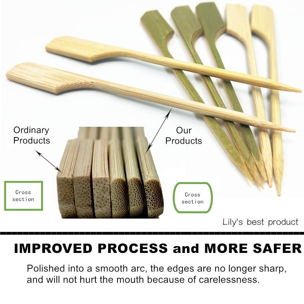 Pack of 100 HOPELF Bamboo Paddle Picks Skewers