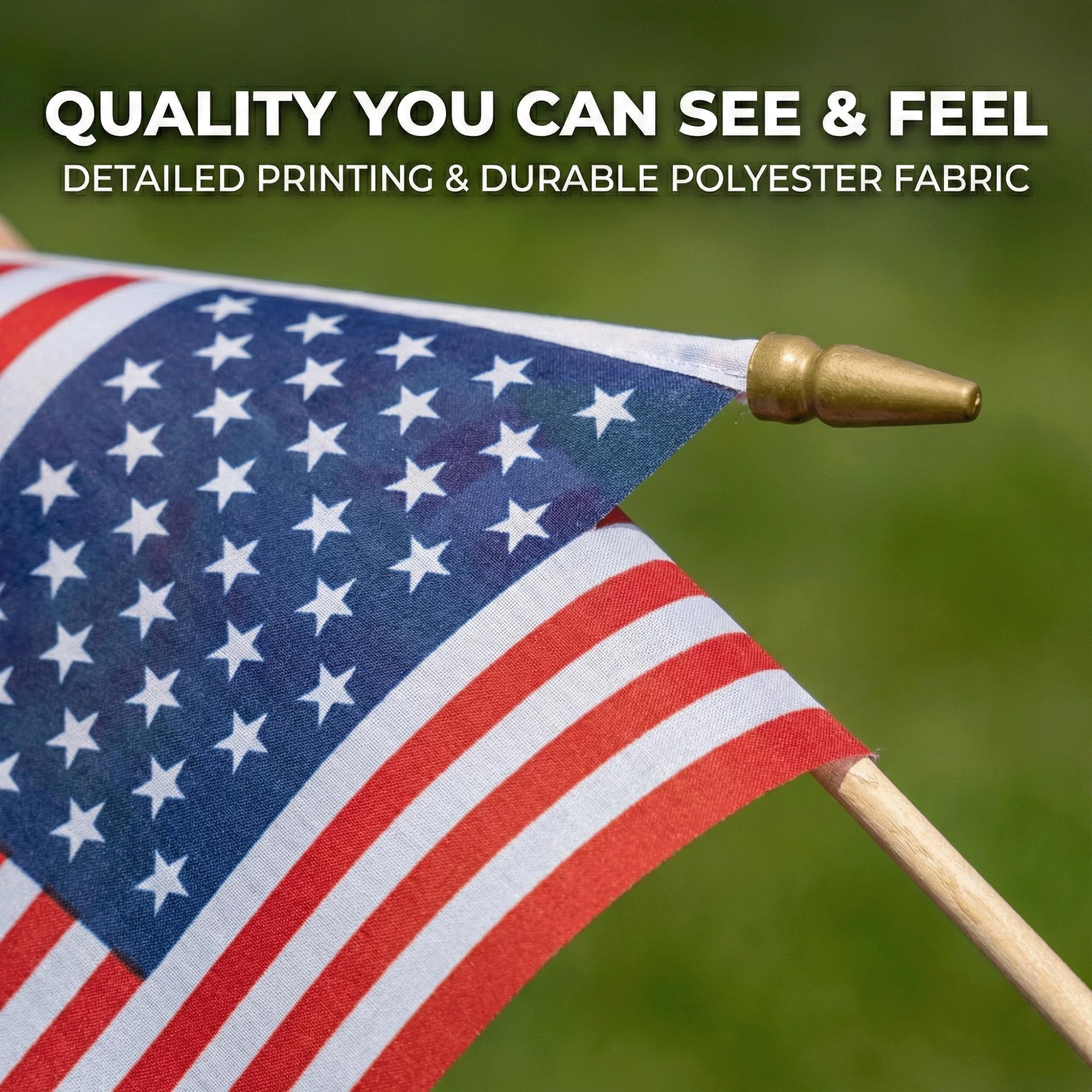 Pack of 100 mini American flags ready for events