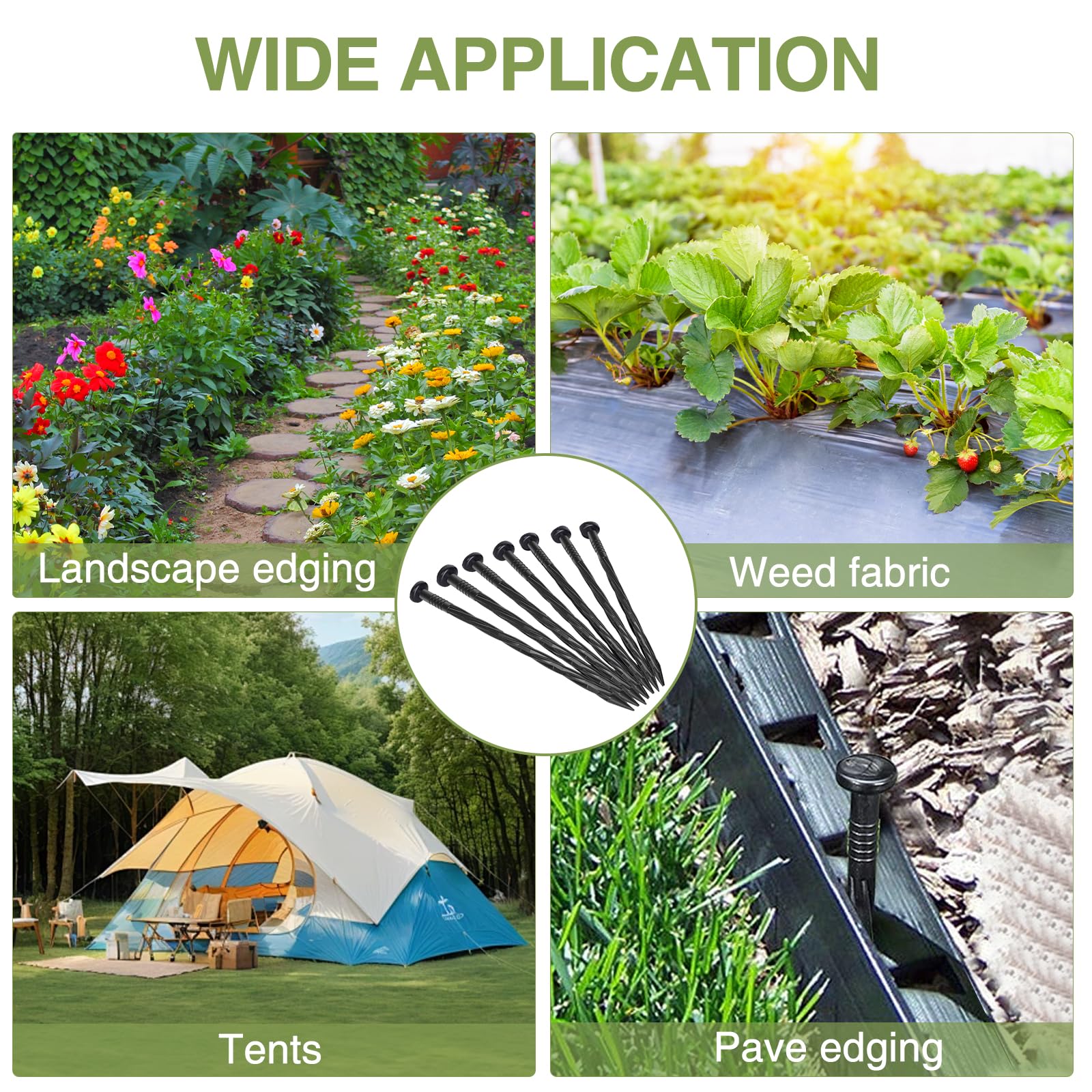 Pack of 100 Sissinda Landscape Edging Spikes, black