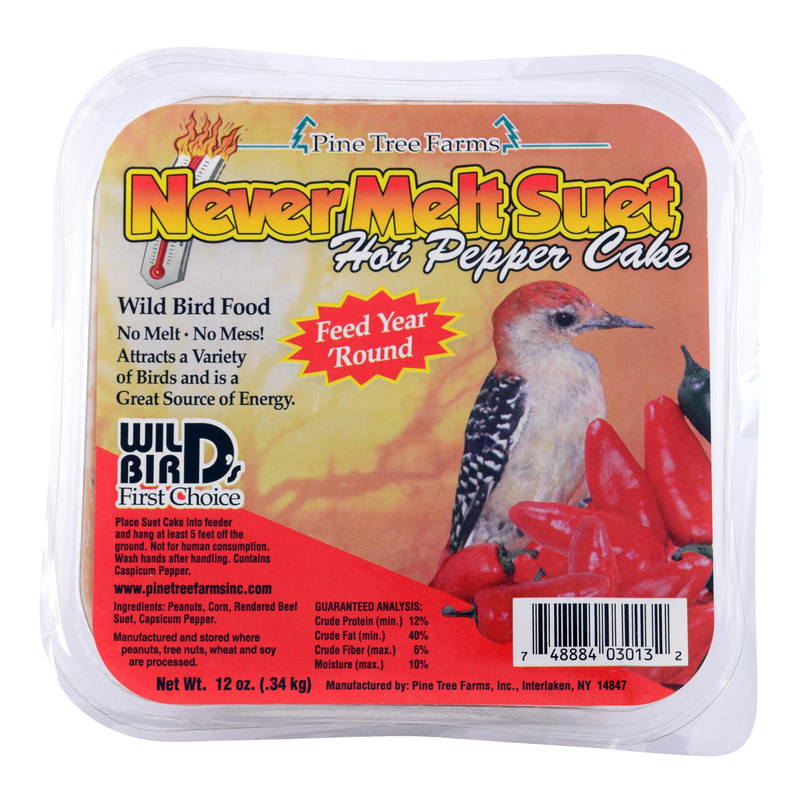 Pack of 12 Pine Tree Farms Hot Pepper Suet Cakes on display