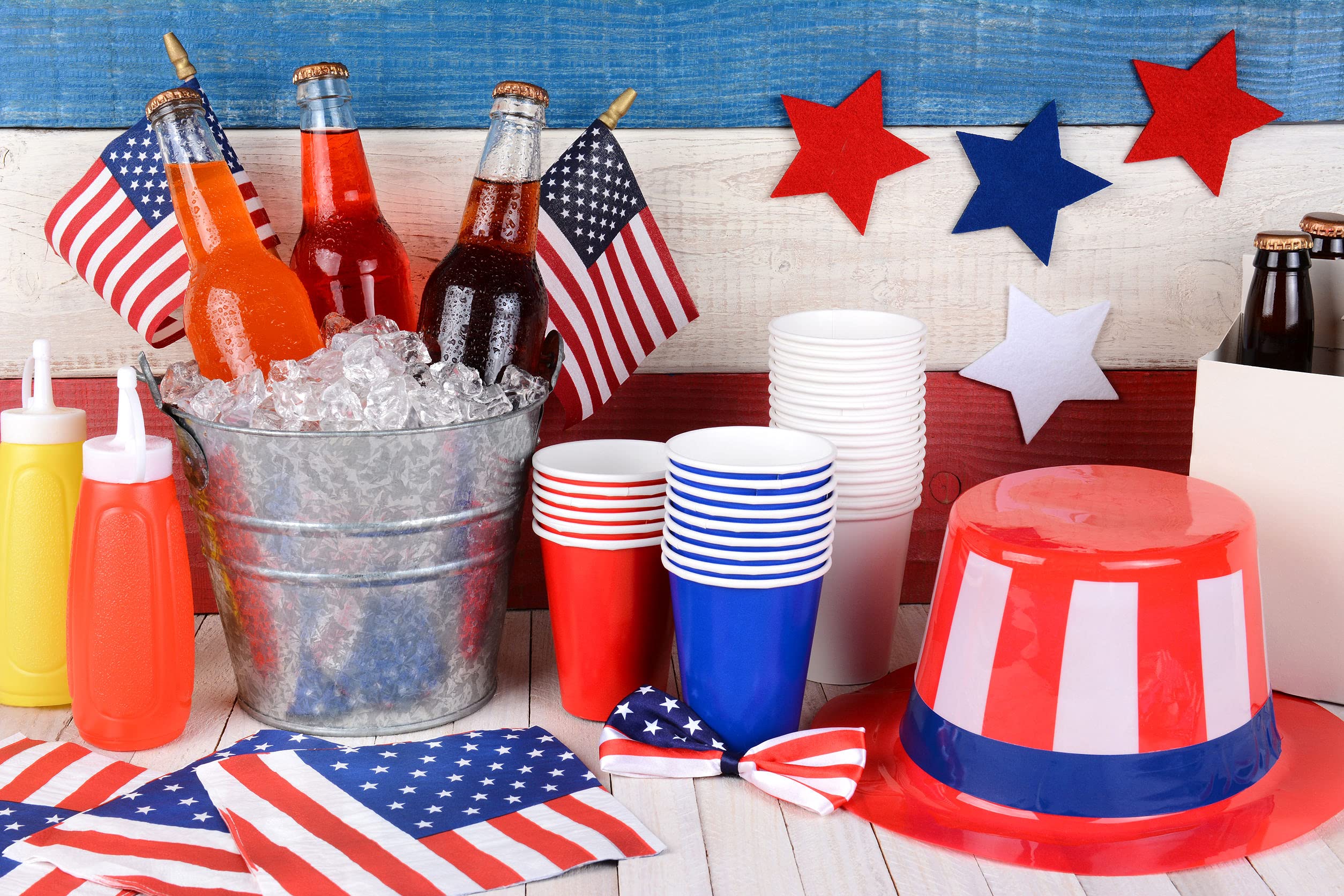 Pack of 12 small American flags with wooden sticks