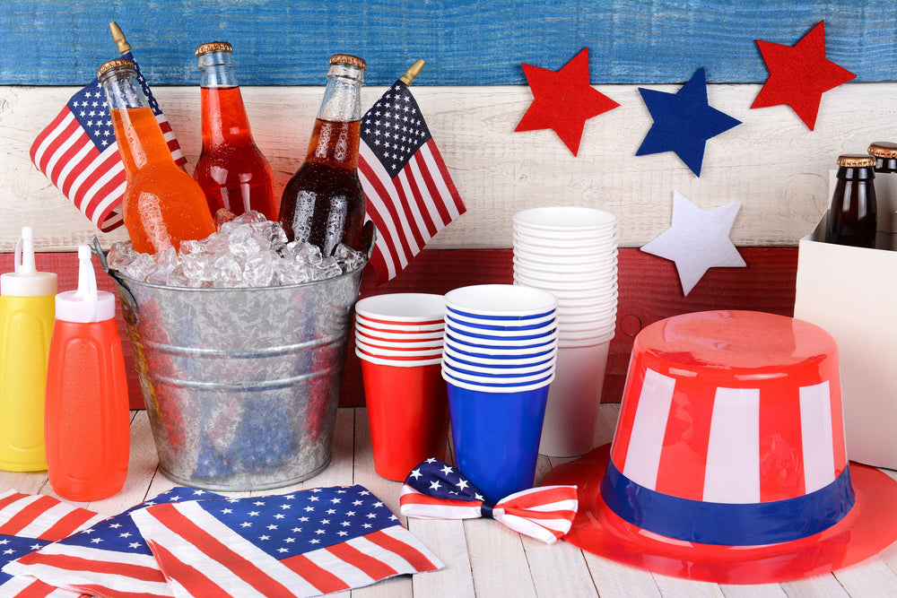 Pack of 12 small American flags with wooden sticks