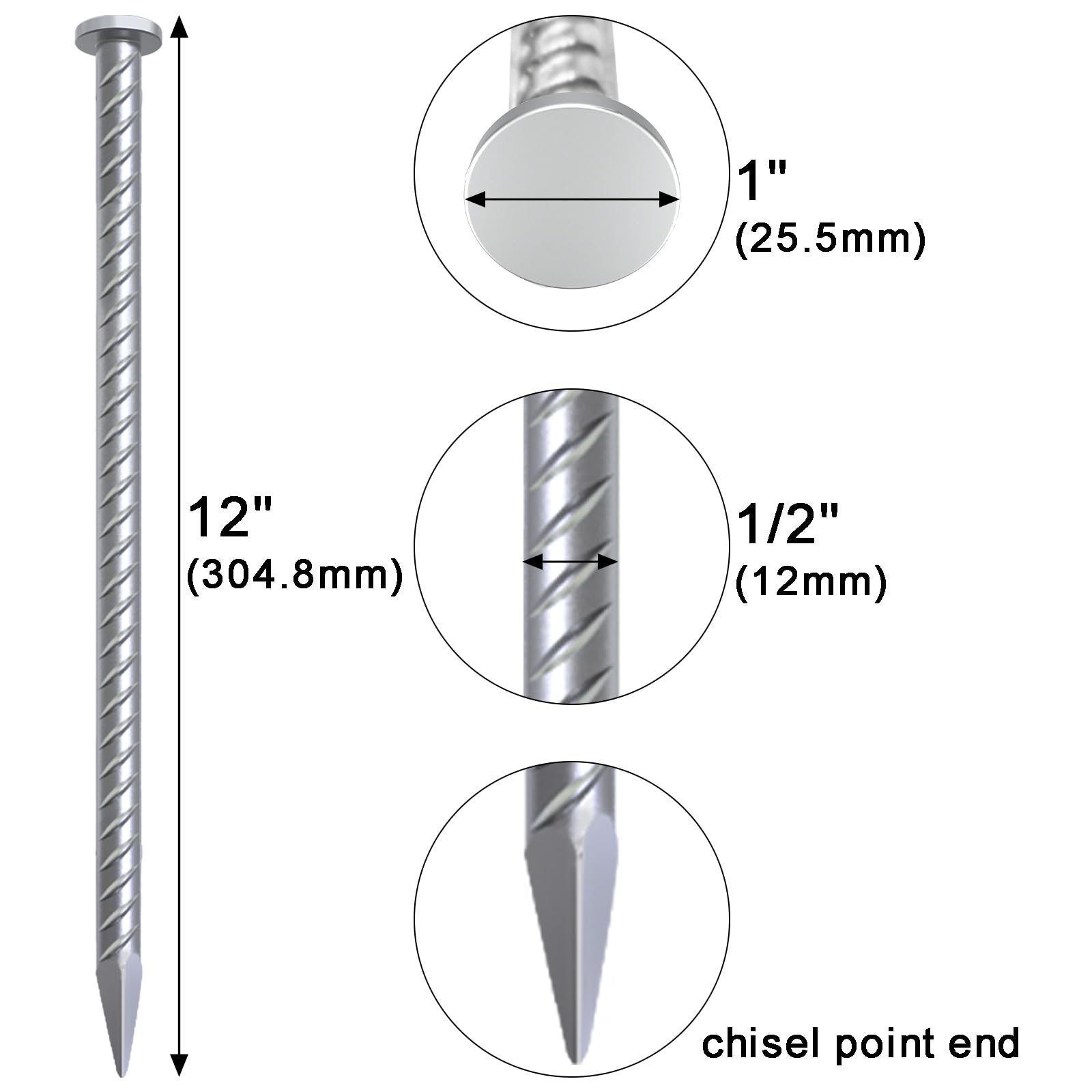 Pack of 16 VVOKGO rebar stakes with chisel point ends