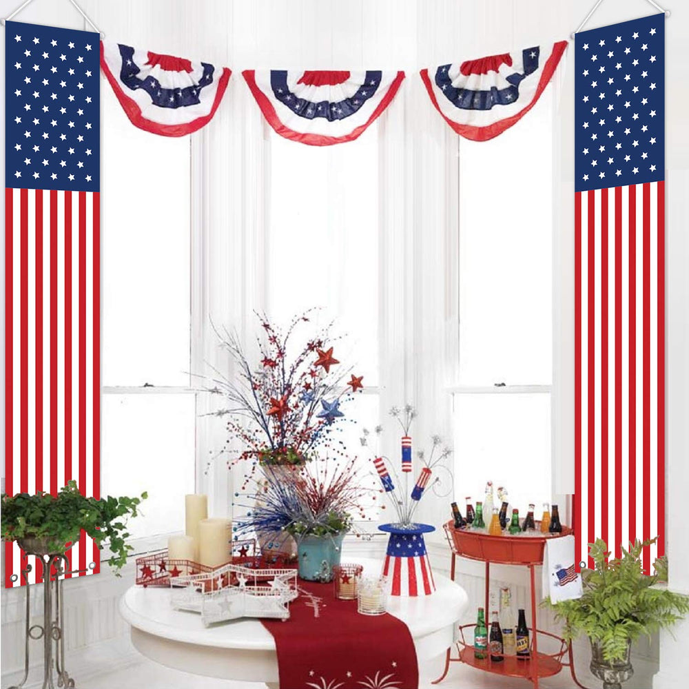 Pack of 2 American Flag Banners, ready to hang