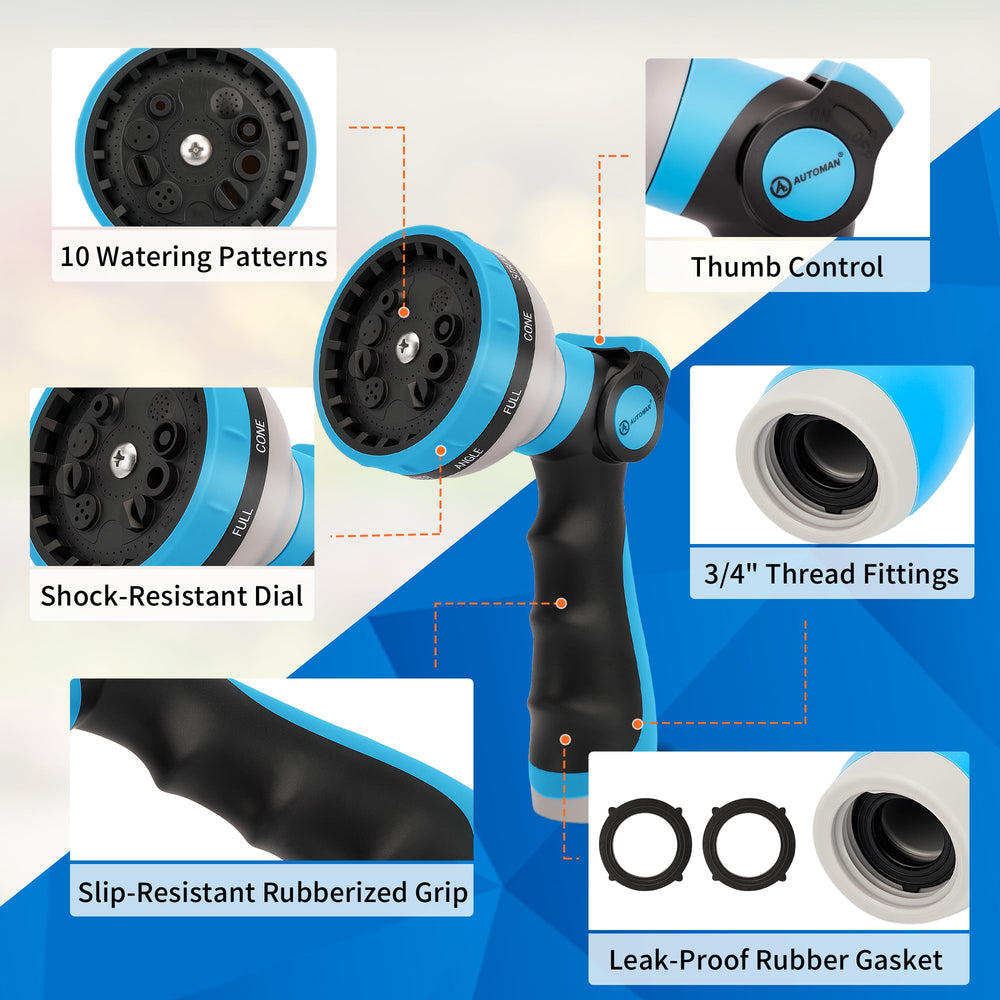 Pack of 2 AUTOMAN Garden Hose Nozzles with rubber gaskets