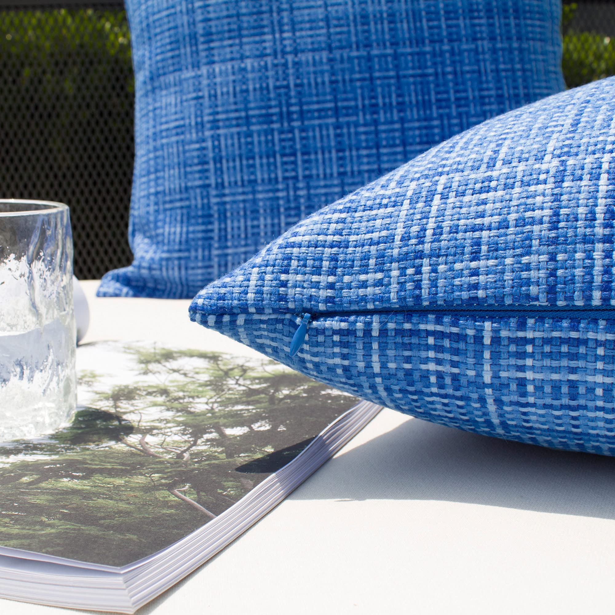 Pack of 2 K KEVIN TEXTILE Lumbar Pillow Covers in blue