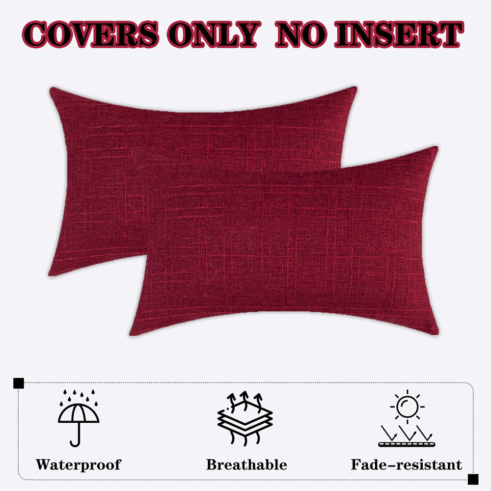 Pack of 2 K KEVIN TEXTILE Outdoor Waterproof Lumbar Pillow Covers in original packaging