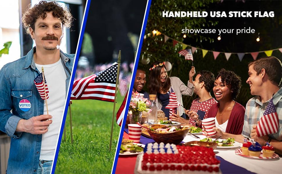 Pack of 24 GiftExpress American Handheld Flags
