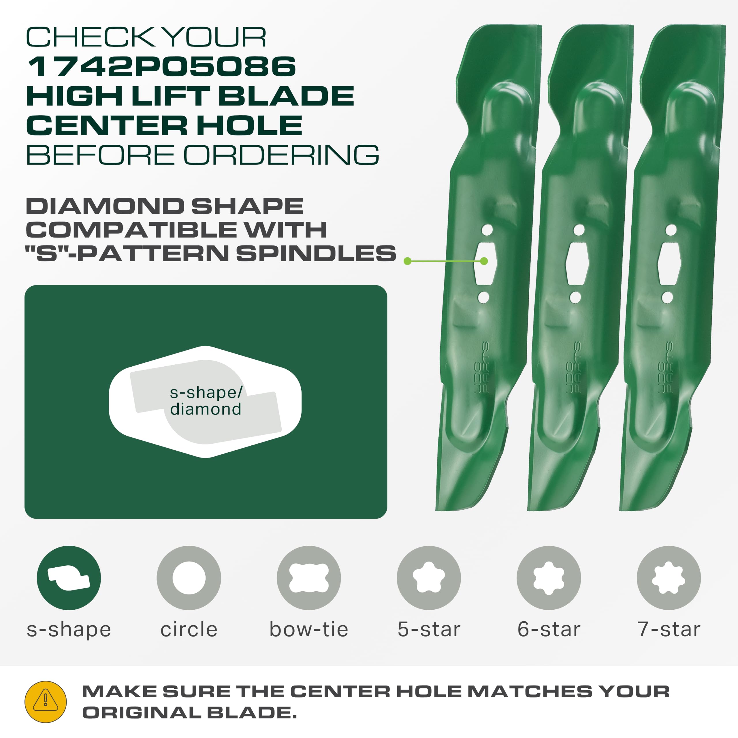 Pack of 3 UDC Parts 54 inch mower blades