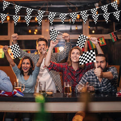 Pack of 30 AhfuLife checkered flags displayed together
