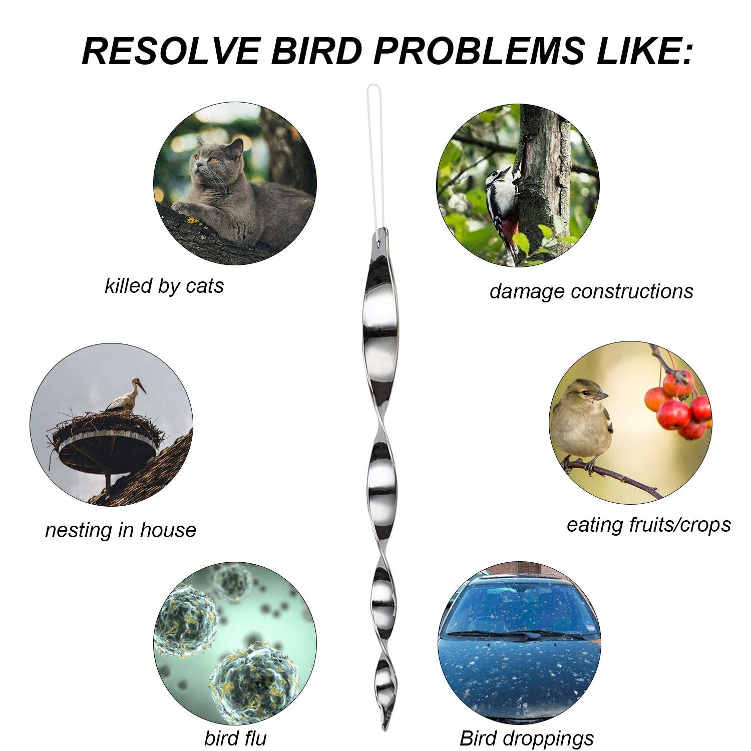Pack of 30PCS Besmon bird scare devices with elastic ropes