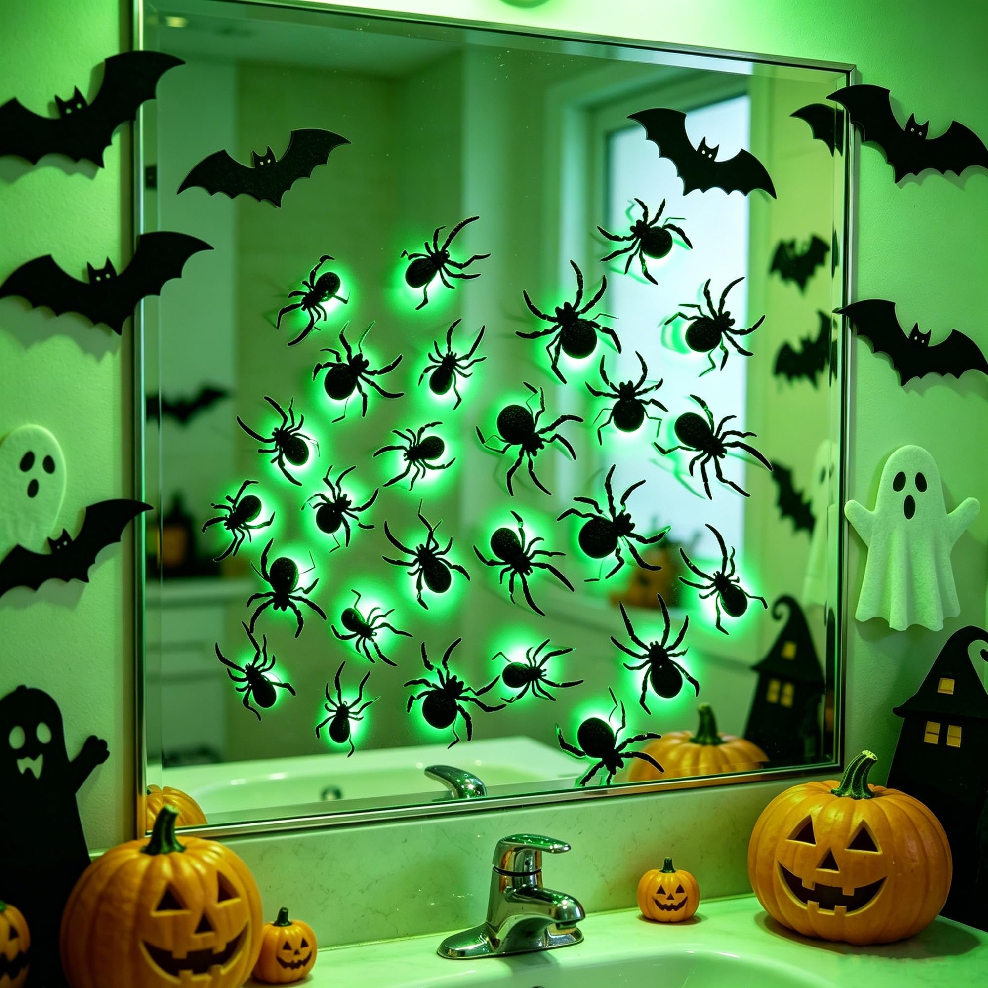 Pack of 36 DR.DUDU light up spiders with adhesive tapes