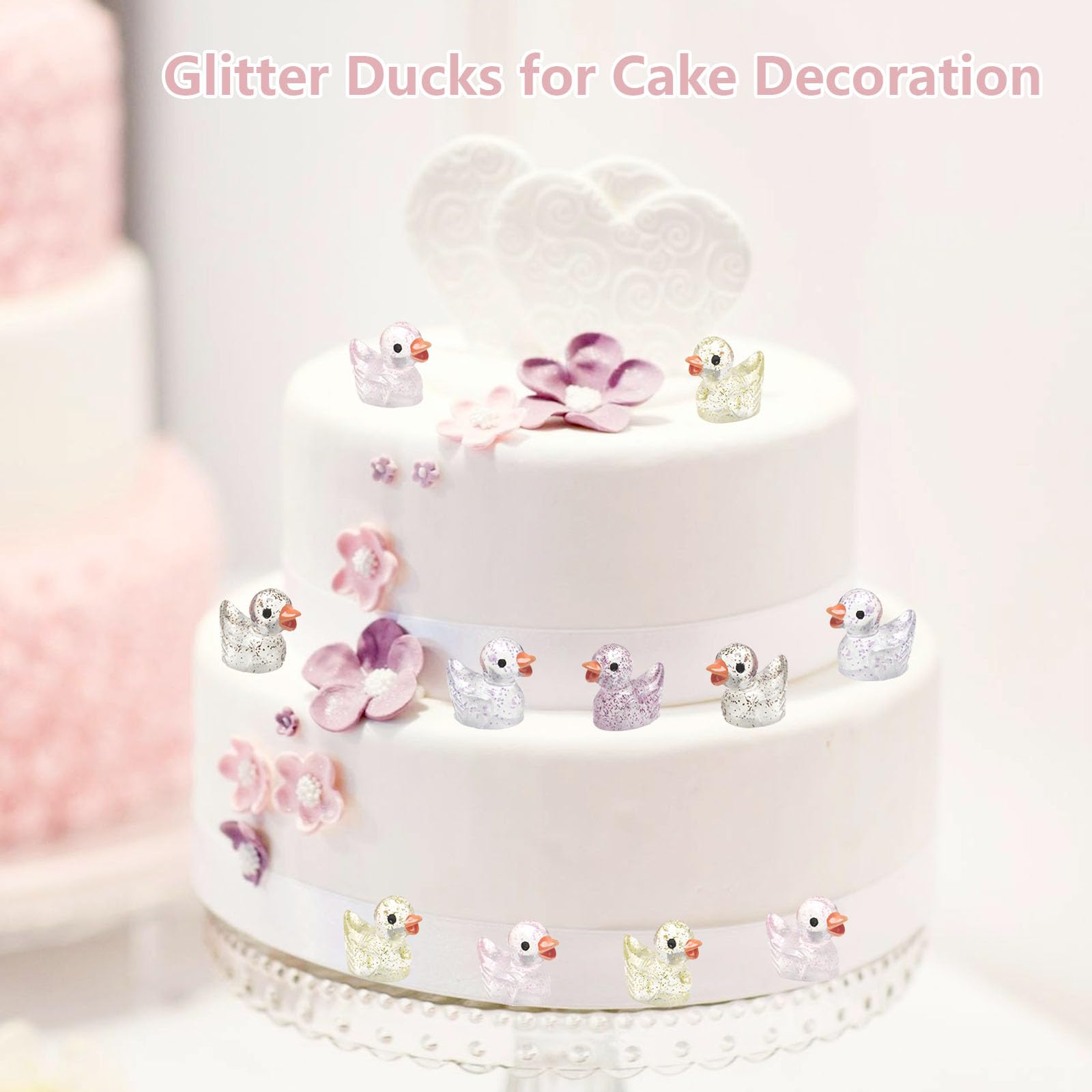 Pack of 36 multicolor mini resin ducks with adhesive