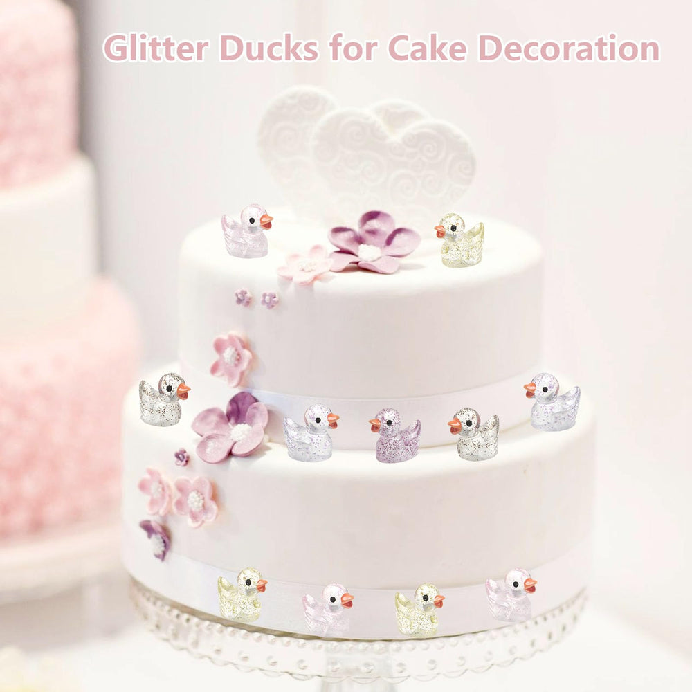 Pack of 36 multicolor mini resin ducks with adhesive