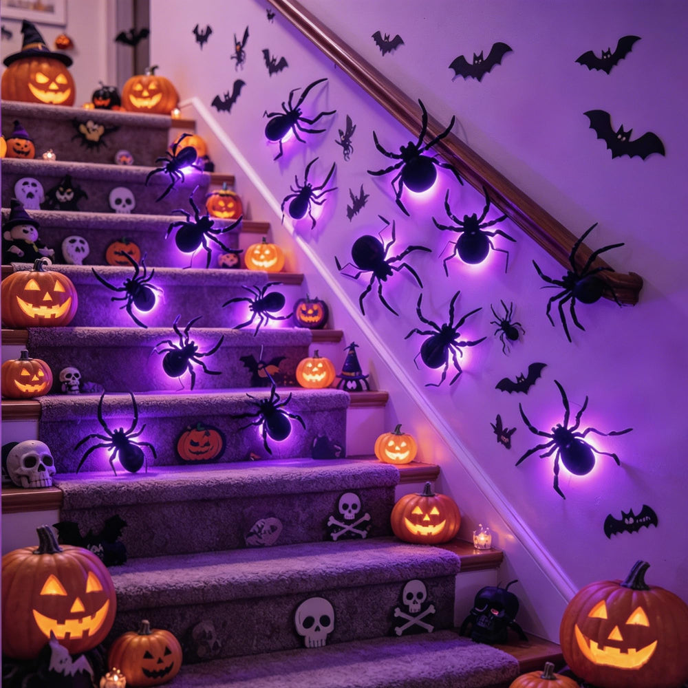 Pack of 36 purple spiders for Halloween decor