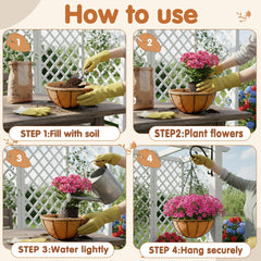 Pack of 4 JFFLYIT 12 Inch Hanging Baskets with chains