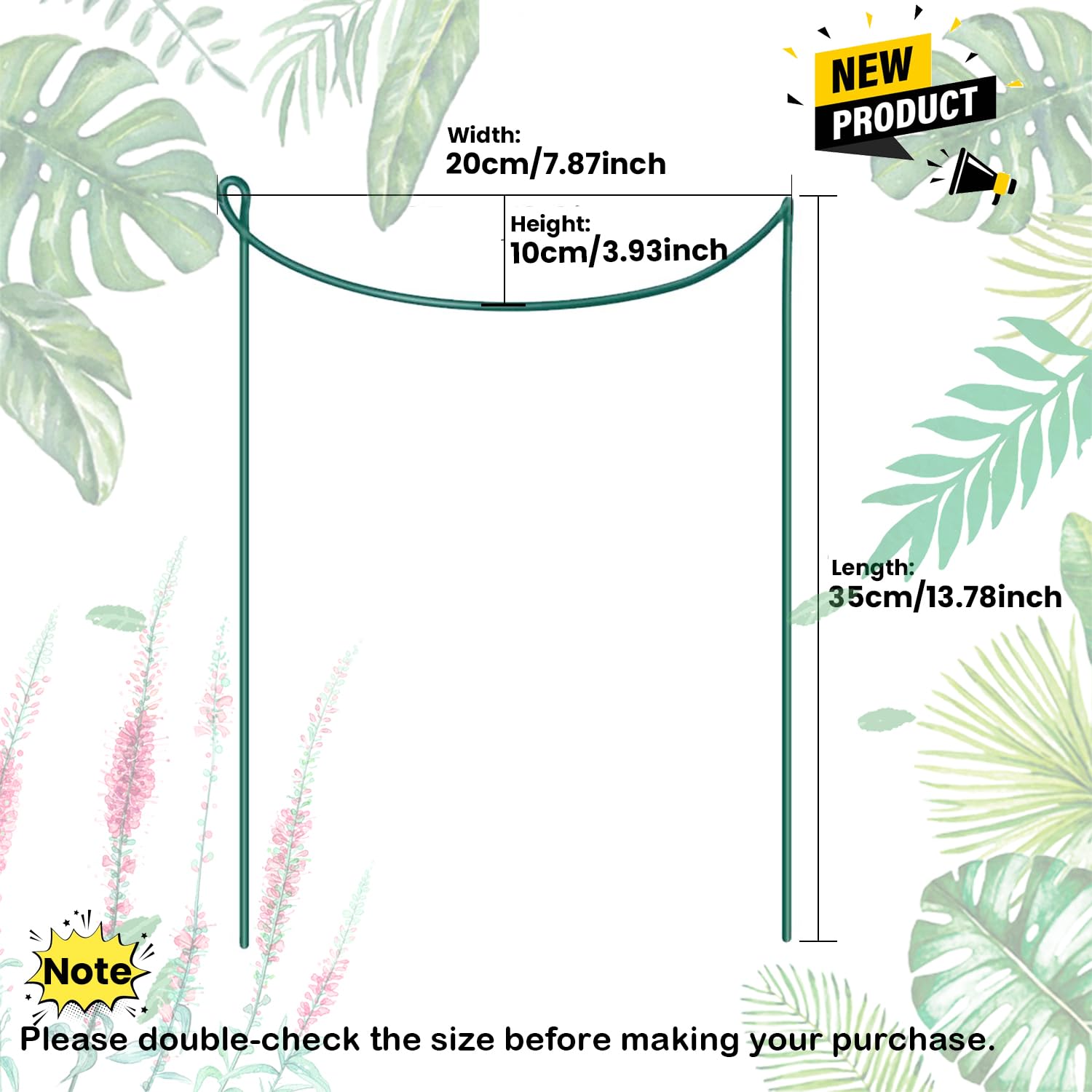 Pack of 4 WooWellGoGoGo Snake Plant Support Stakes, dark green