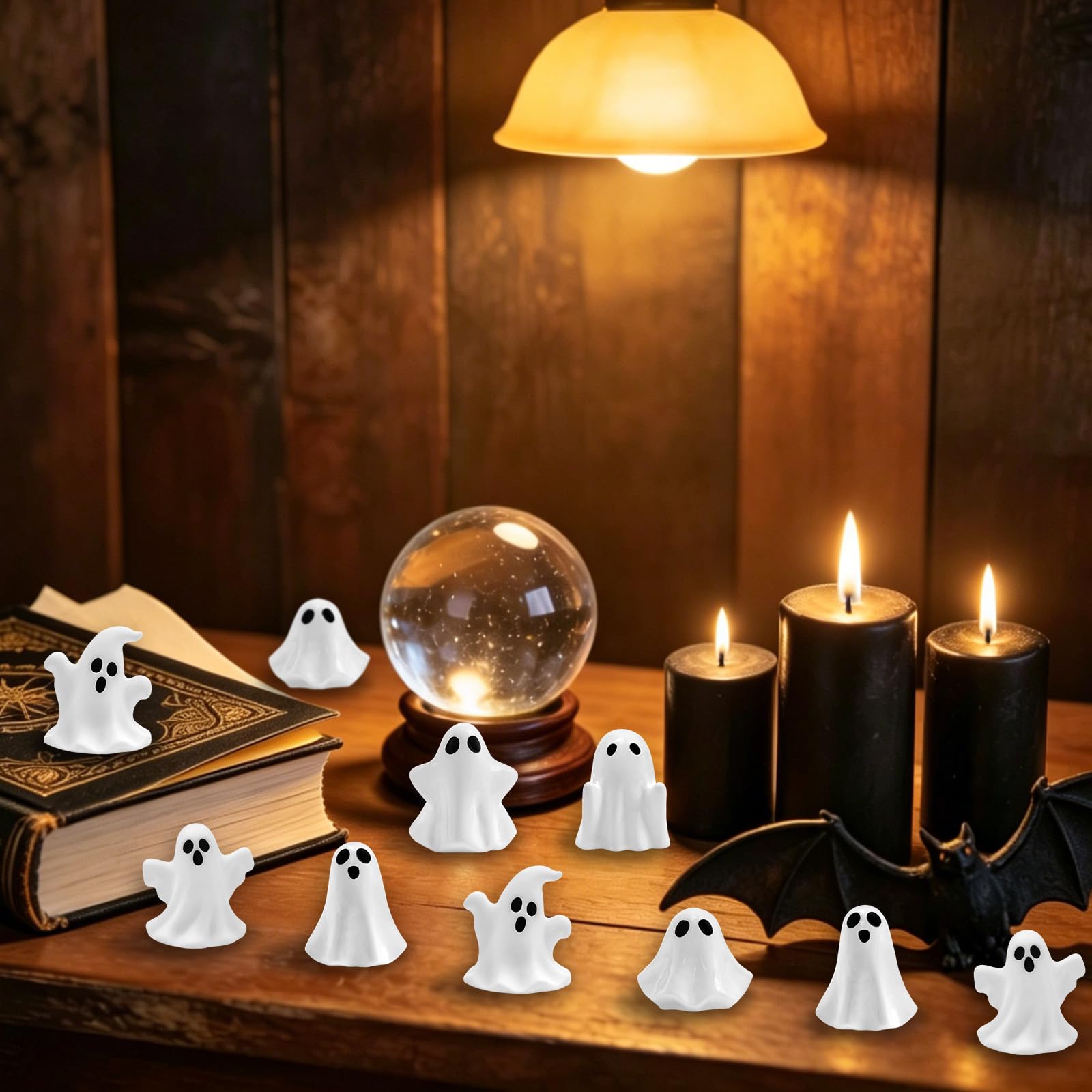 Pack of 48 Feivando mini ghost figurines in original packaging