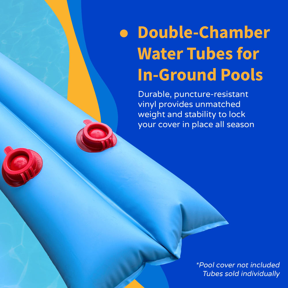 Pack of 5 Blue Wave water tubes for pool cover, showing packaging