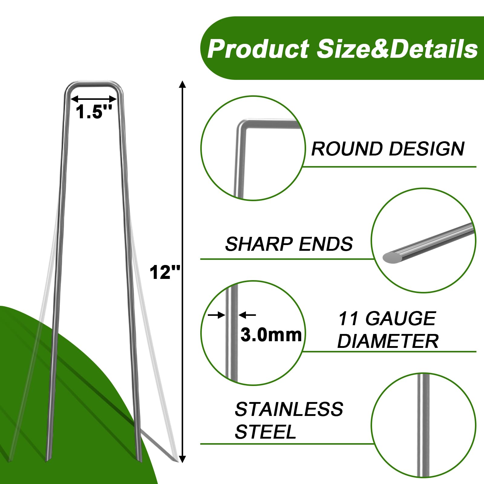 Pack of 50 AAGUT garden stakes showing sharp angled ends