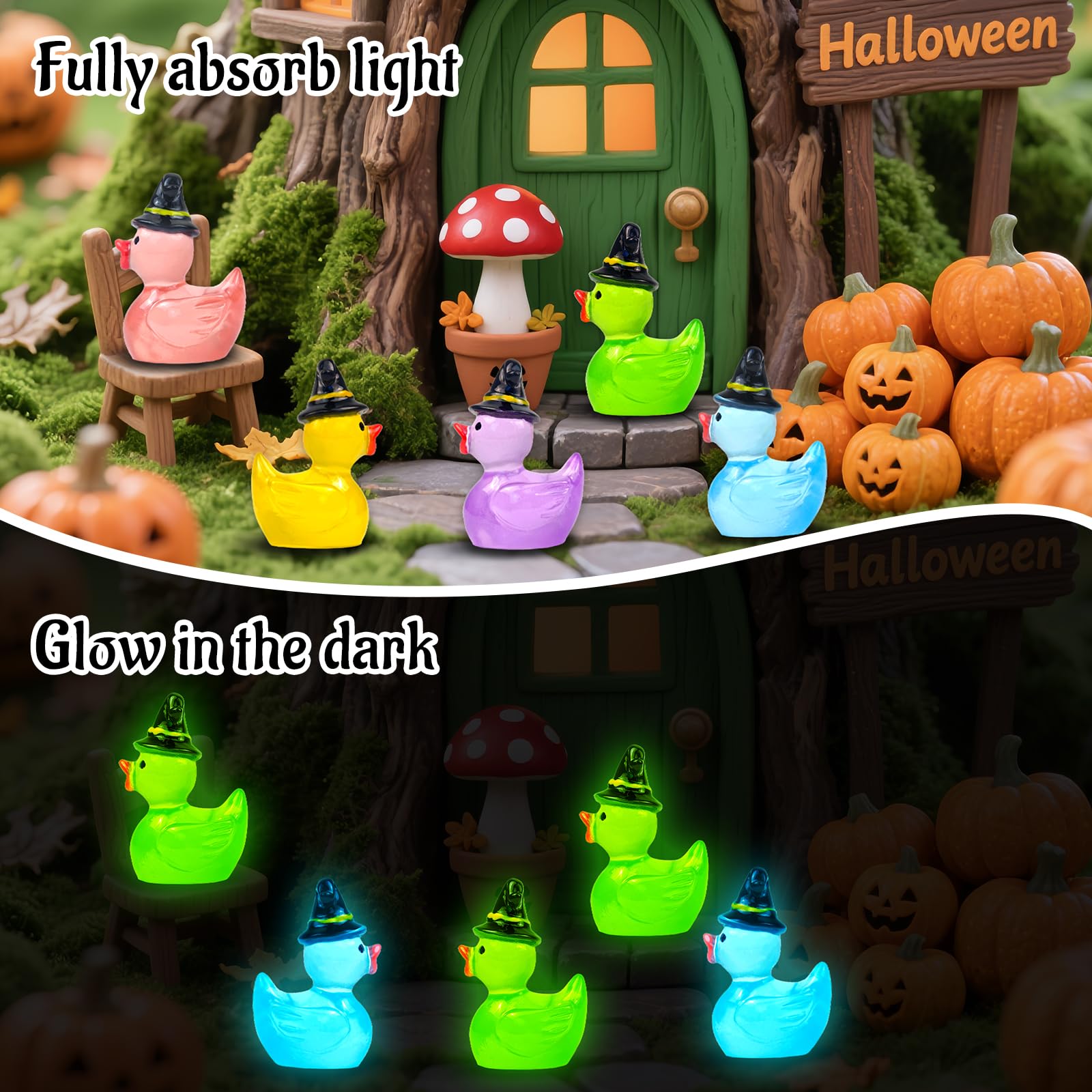 Pack of 50 luminous mini resin ducks for decorations