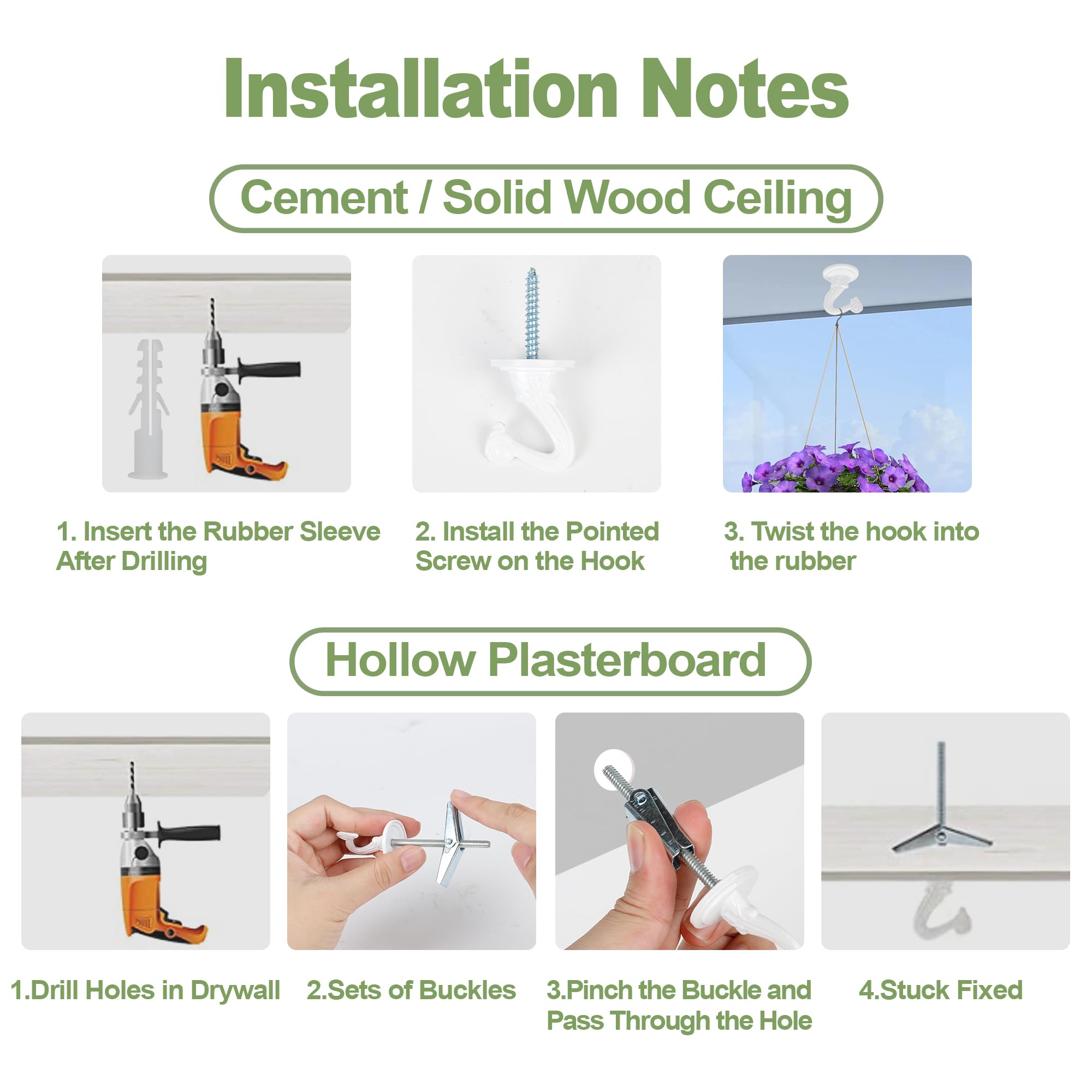 Pack of 6 Aidoclip ceiling hooks for indoor and outdoor use