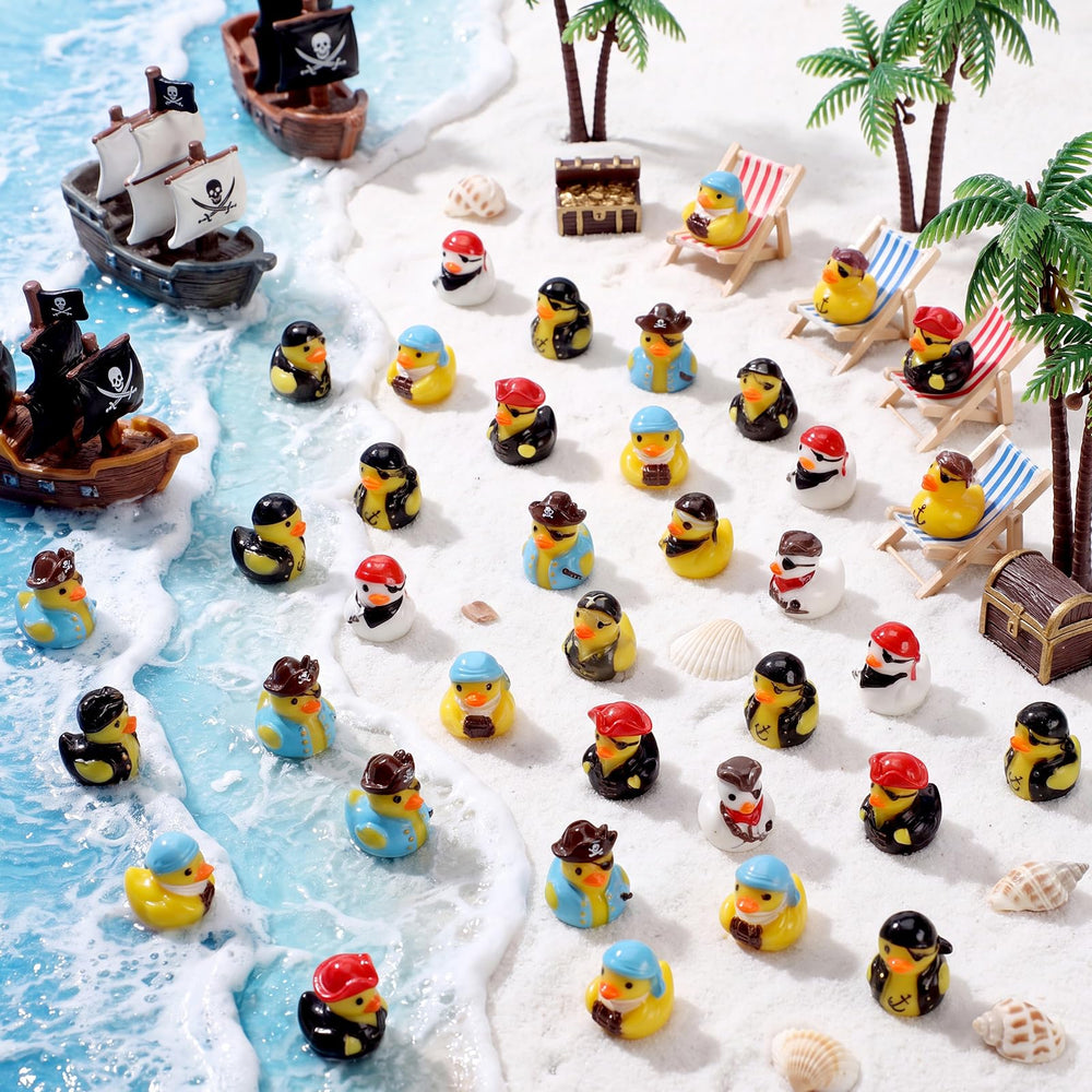 Pack of 72 mini pirate ducks displayed together
