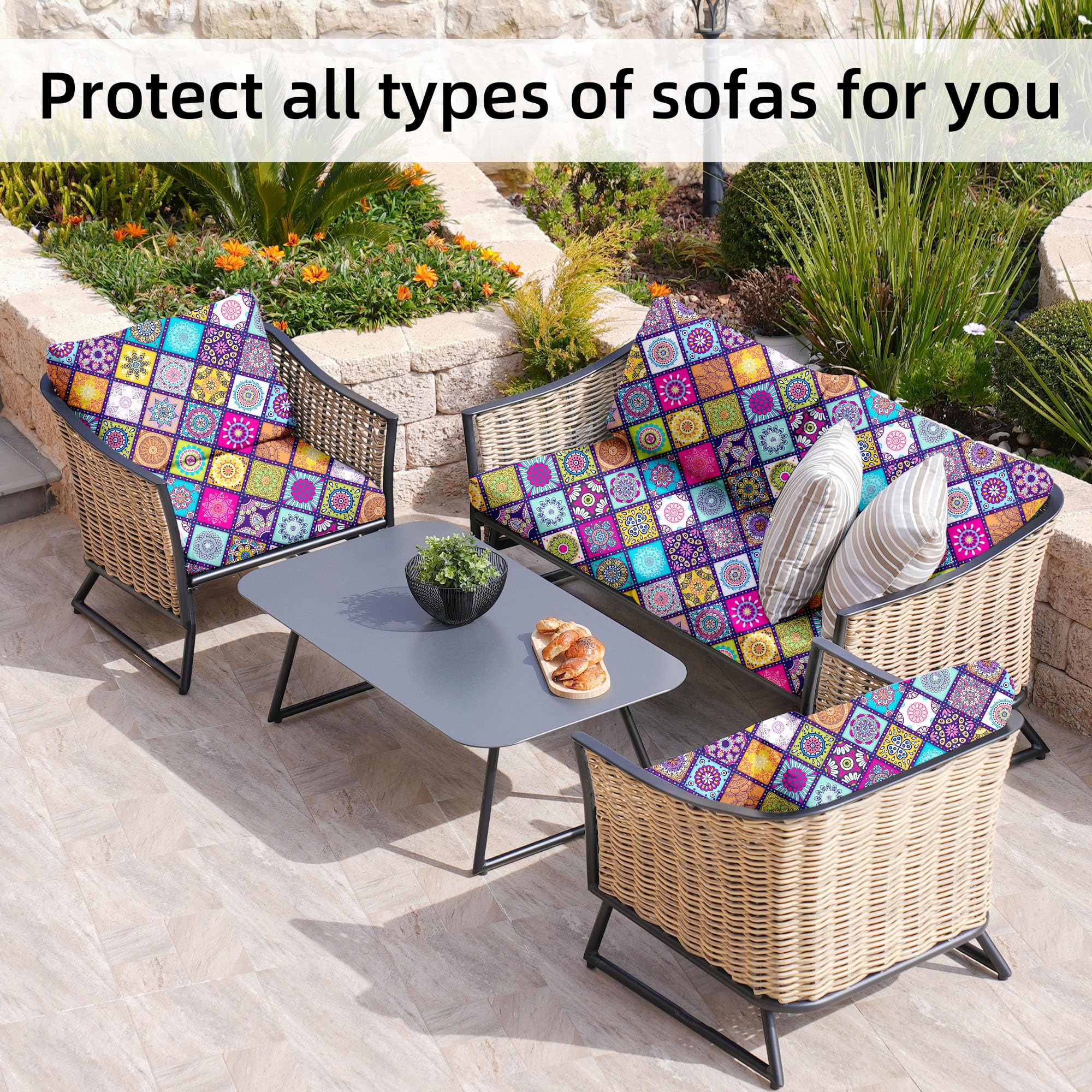 Pack of 8 BIETYONE outdoor cushion covers in packaging