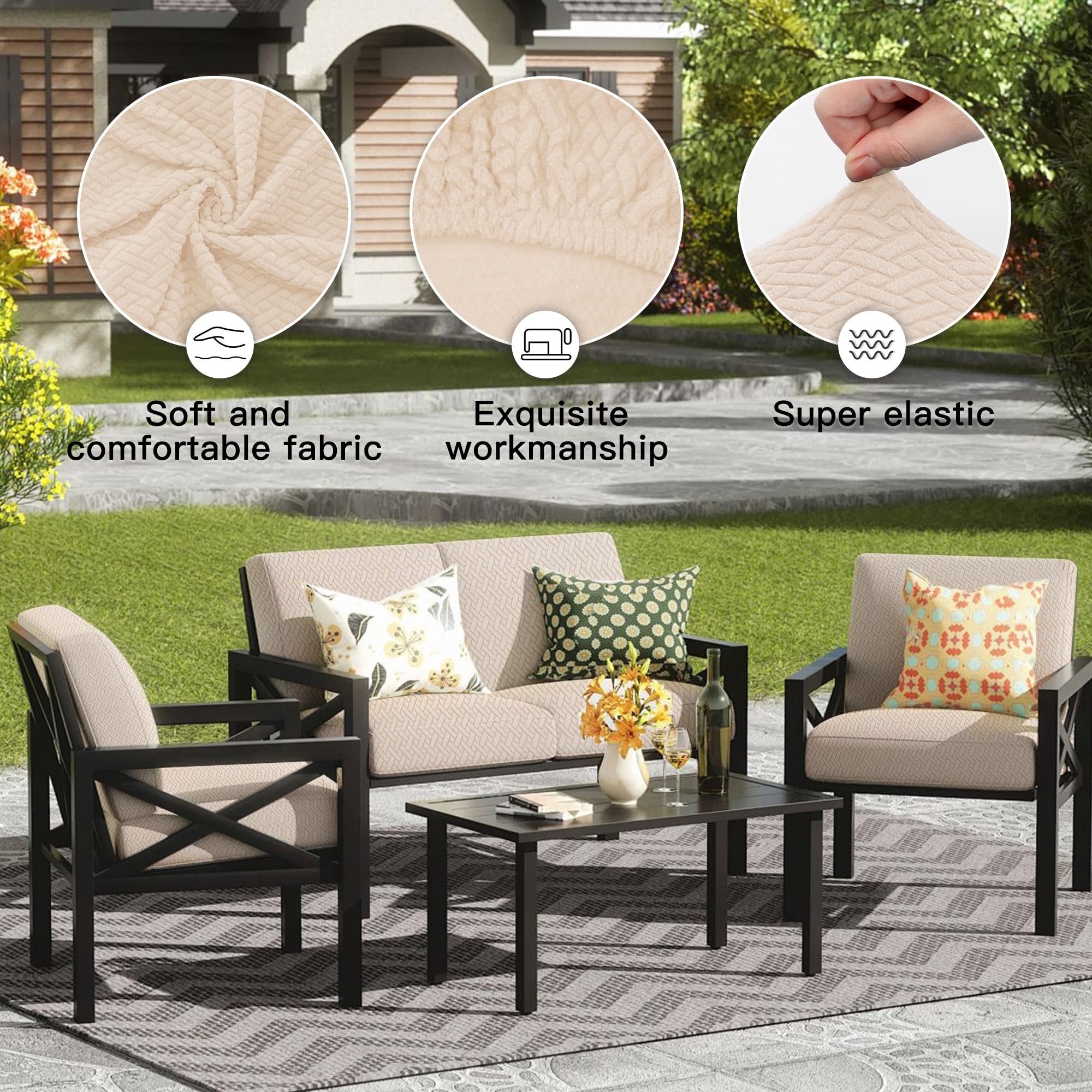 Pack of 8 DREAHOTEXTIL outdoor cushion covers