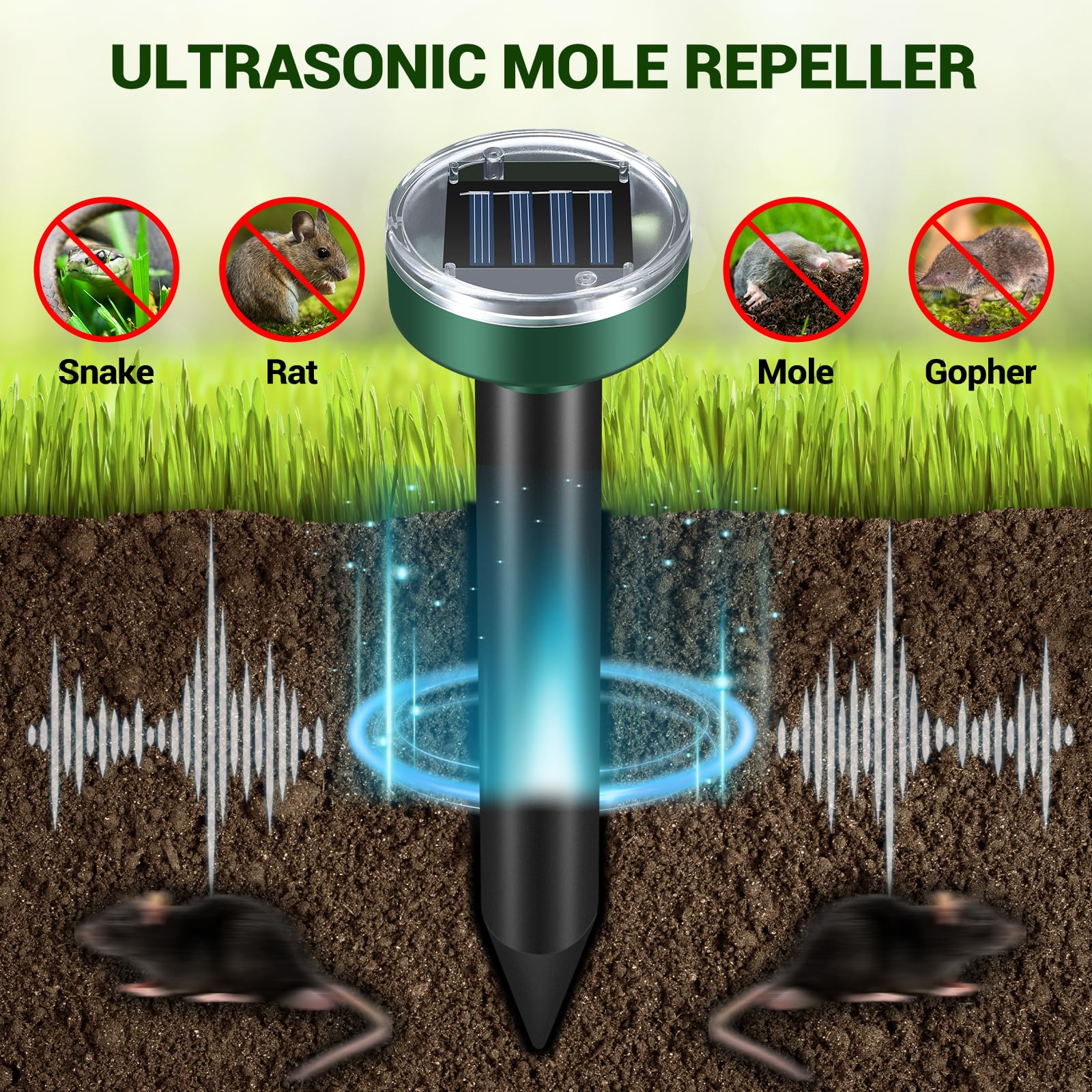 Pack of 8 Fretech mole repellent stakes