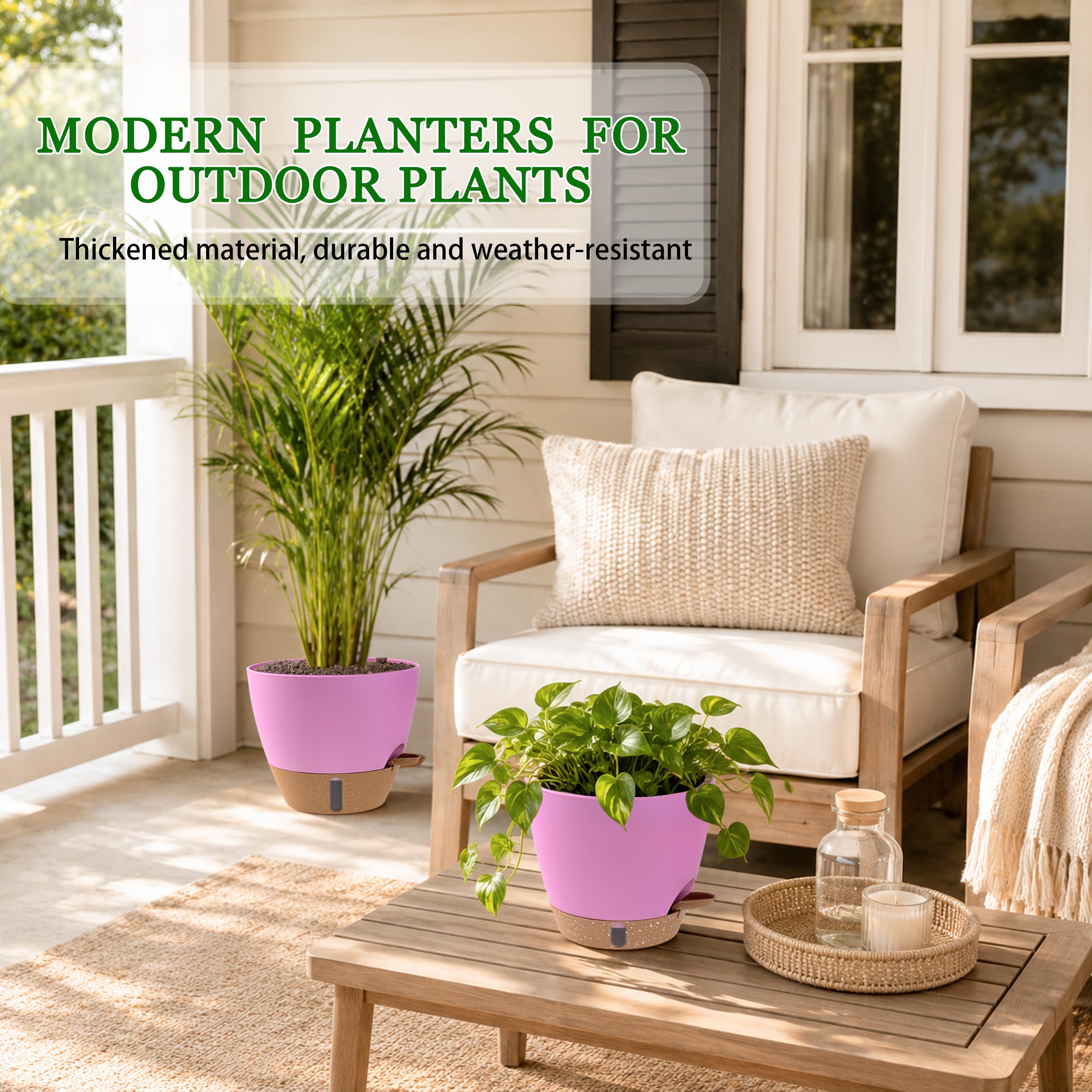 Pack of five Fielda self-watering pots displayed together