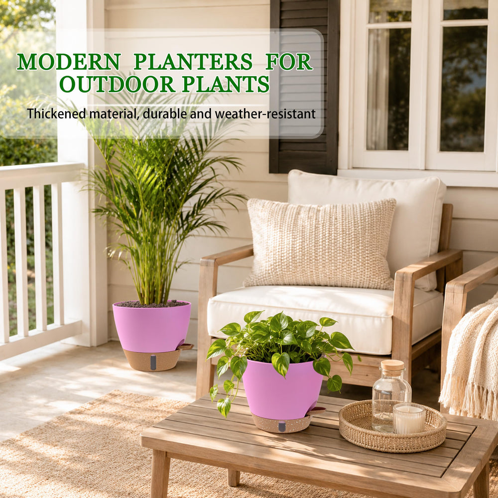 Pack of five Fielda self-watering pots displayed together