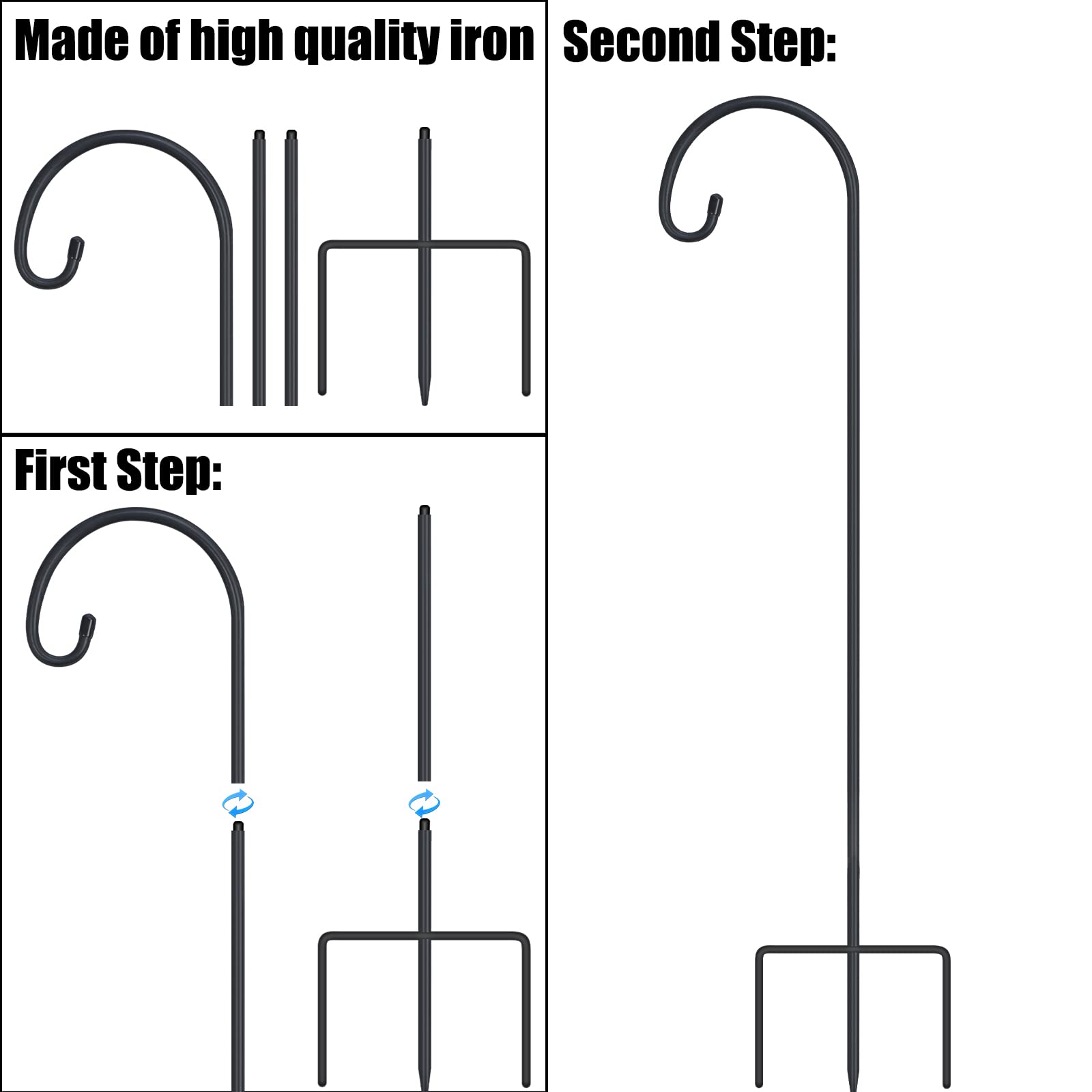 Pack of four FEED GARDEN adjustable shepherd hooks