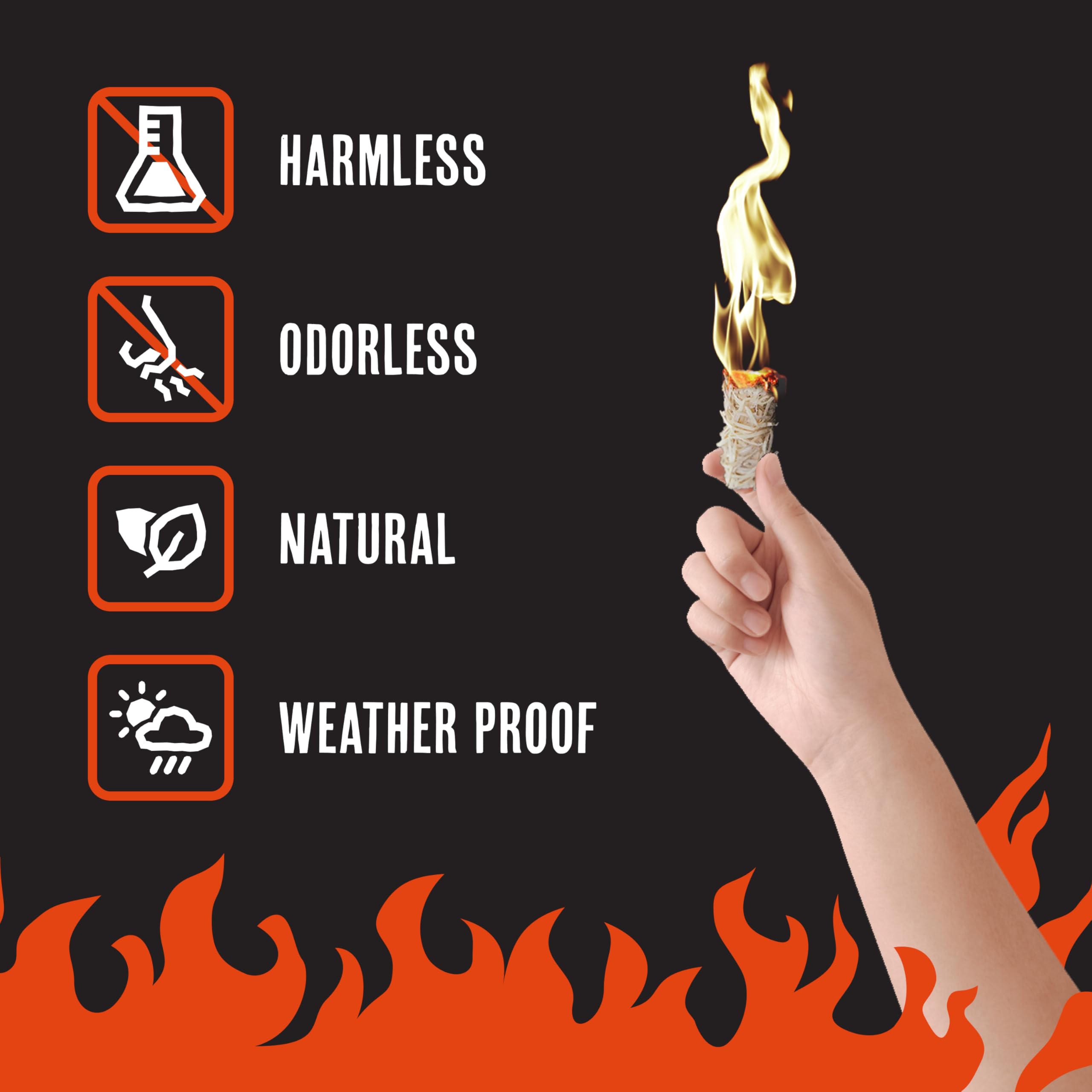 Pack of Grill Trade Fire Starters with dimensions shown