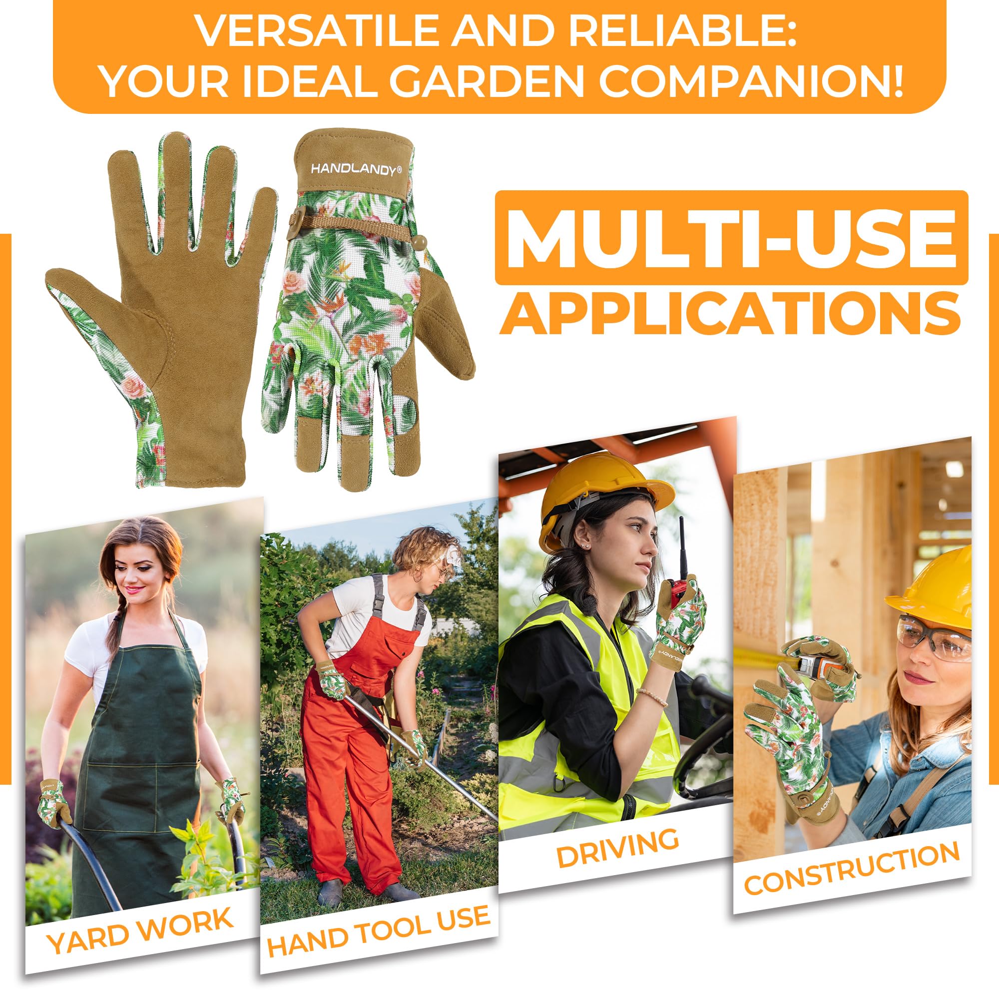 Pack of HANDLANDY Gardening Gloves in Cocoa
