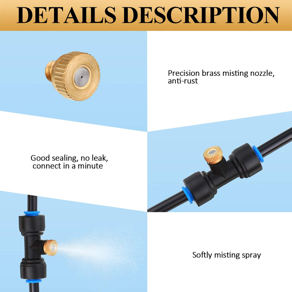 Pack of Hotop 20 pcs misting nozzle tees and plugs