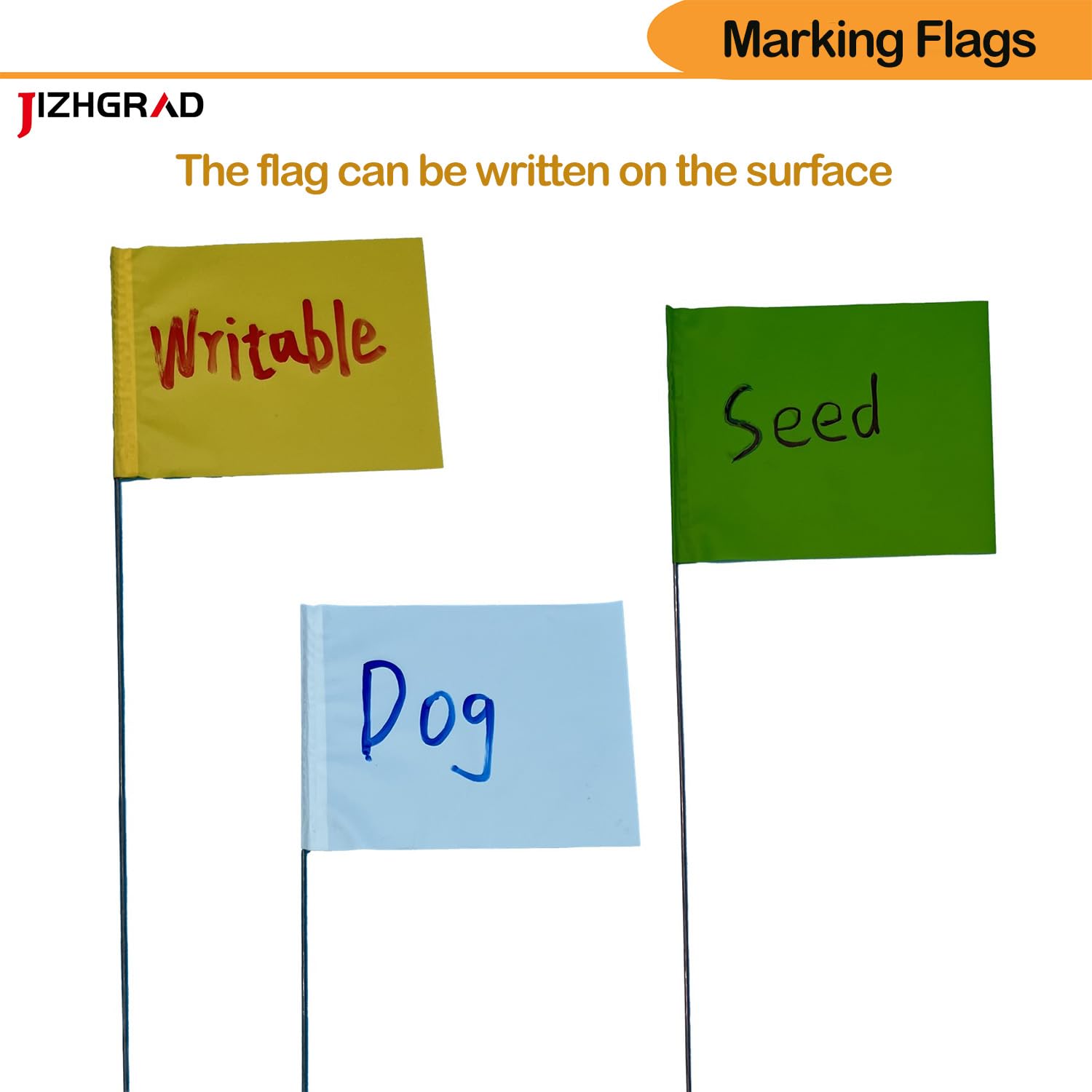 Pack of JIZHGRAD Pink Marking Flags showing quantity of 50