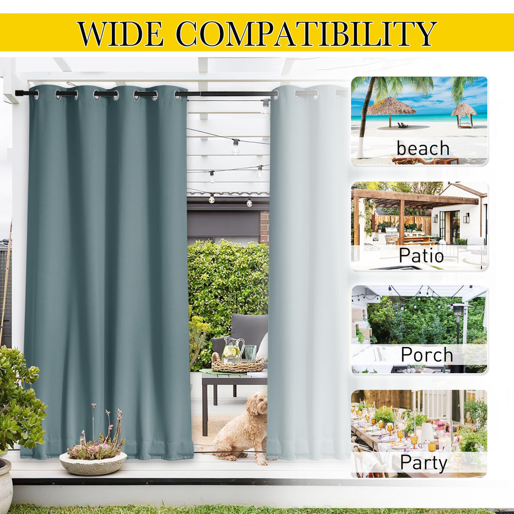 Pack of NICETOWN Outdoor Curtains with included rope