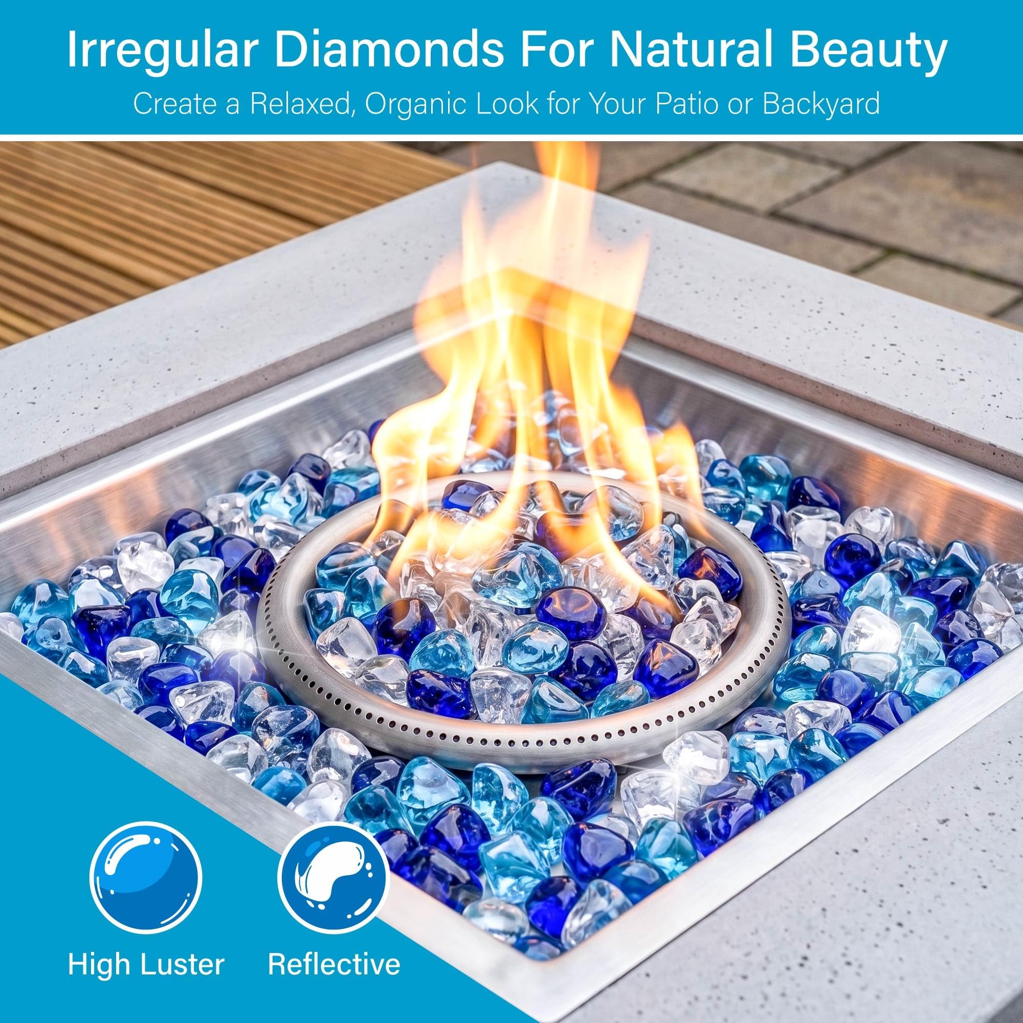 Pack of NUPICK 5LB Fire Glass with detailed view