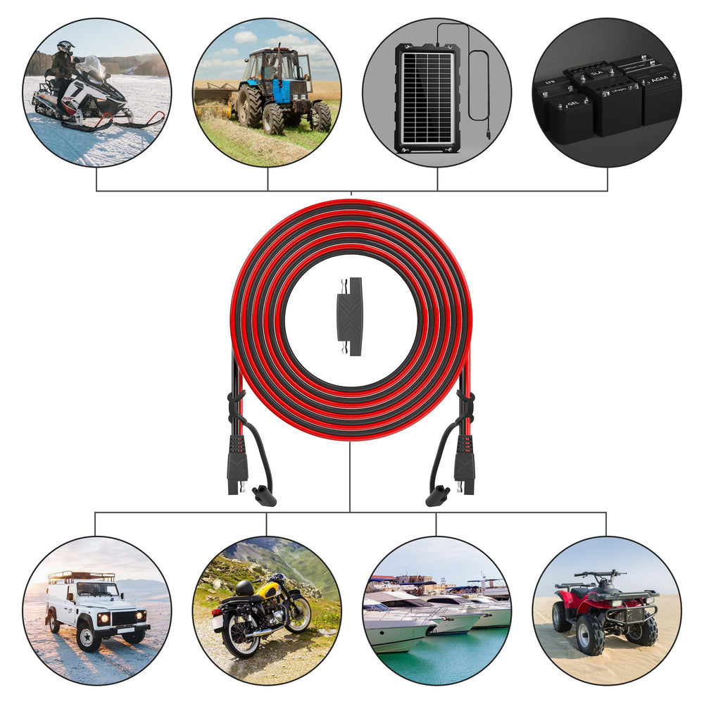 Pack of OYMSAE SAE extension cables with polarity reverse adapters