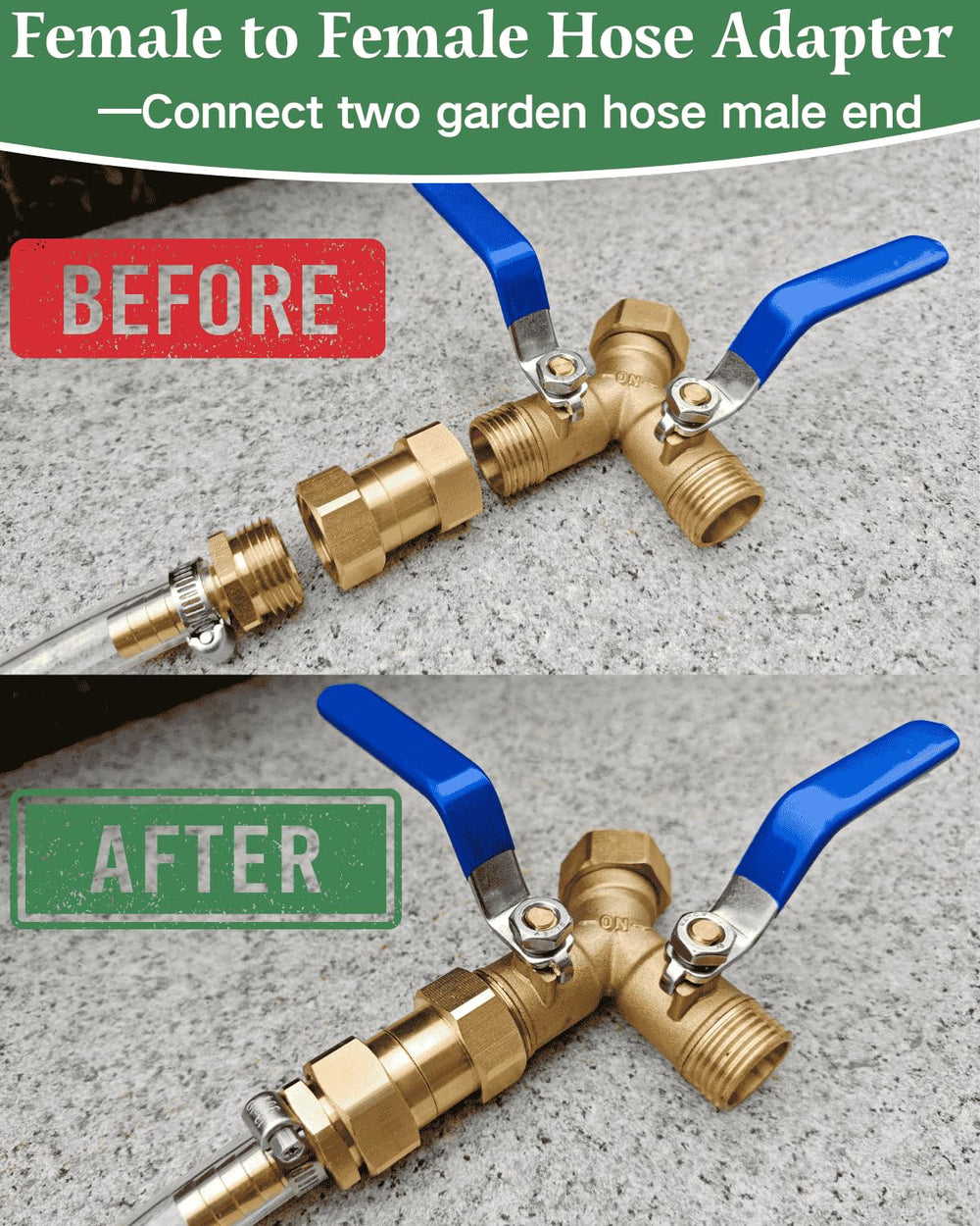 Pack of SARANICE garden hose female to female adapter and gaskets