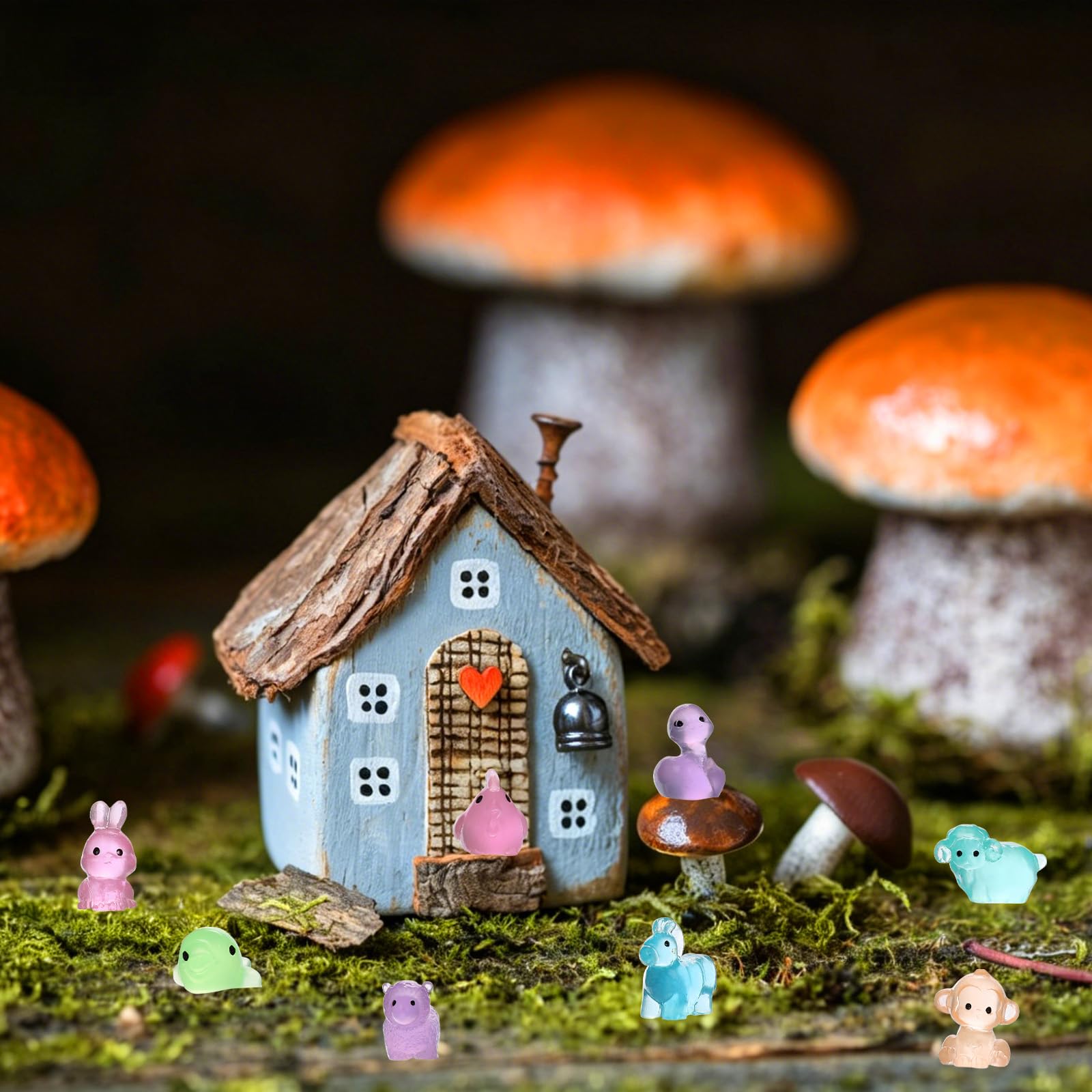 Pack of TINSKY mini resin animals with vibrant colours