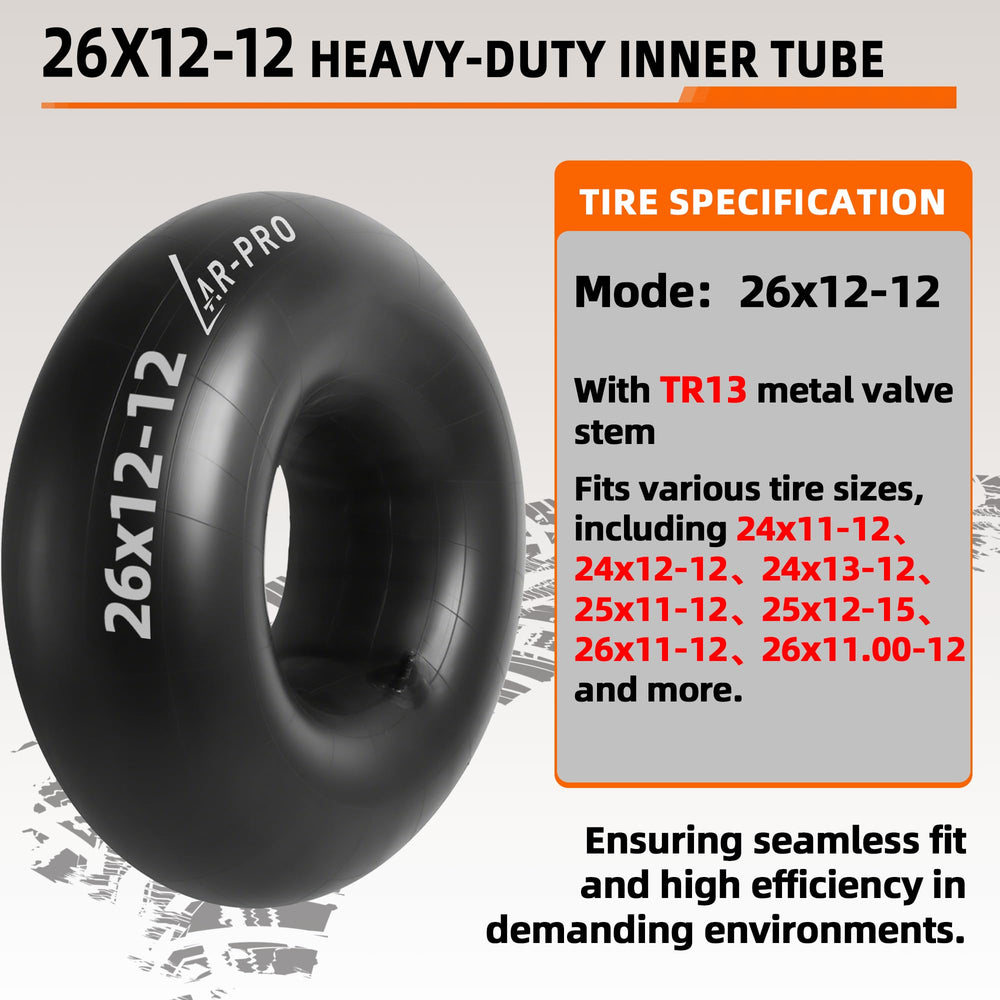 Pack of two AR-PRO 26x12-12 heavy-duty inner tubes