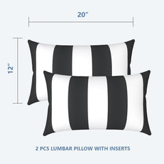 Pack of two LVTXIII Lumbar Pillows displayed on patio furniture