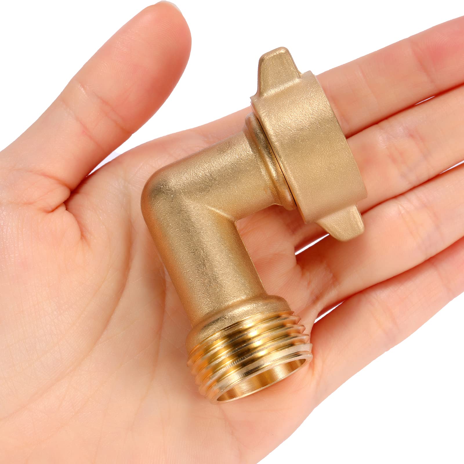 Pack of two Sanpaint garden hose elbow connectors on table